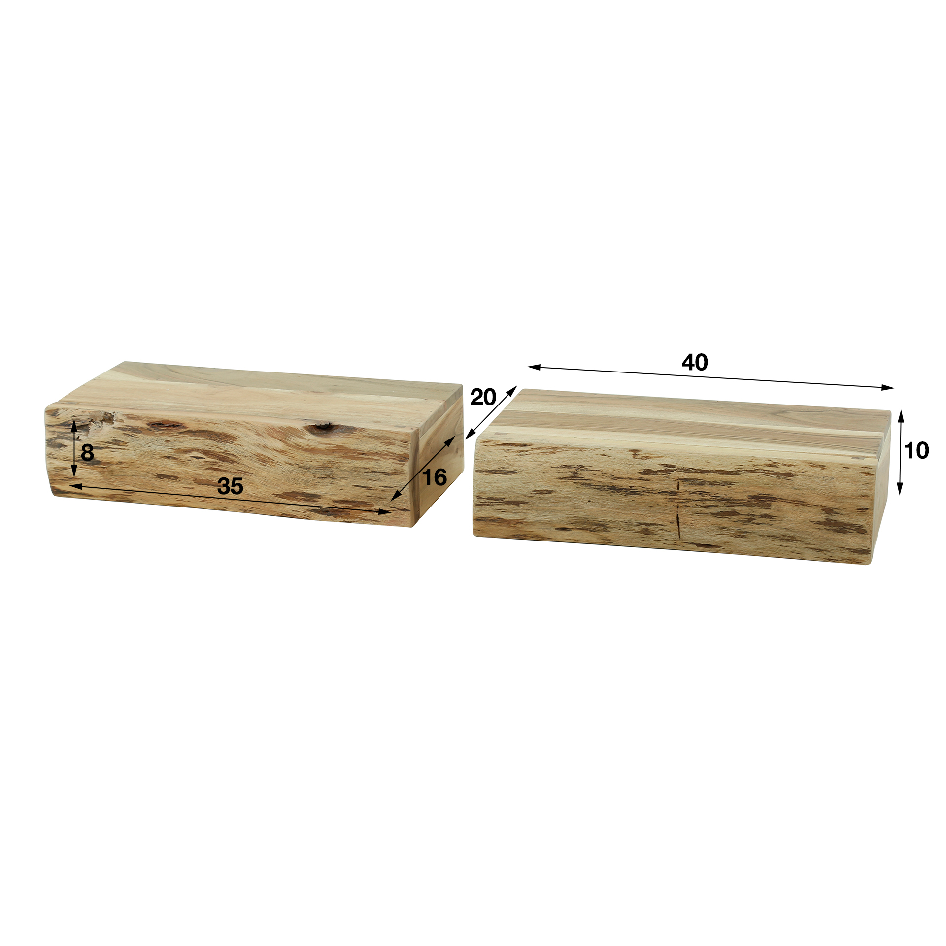 Mesita de noche Tree L 1 cajón - juego de 2 - Acacia maciza