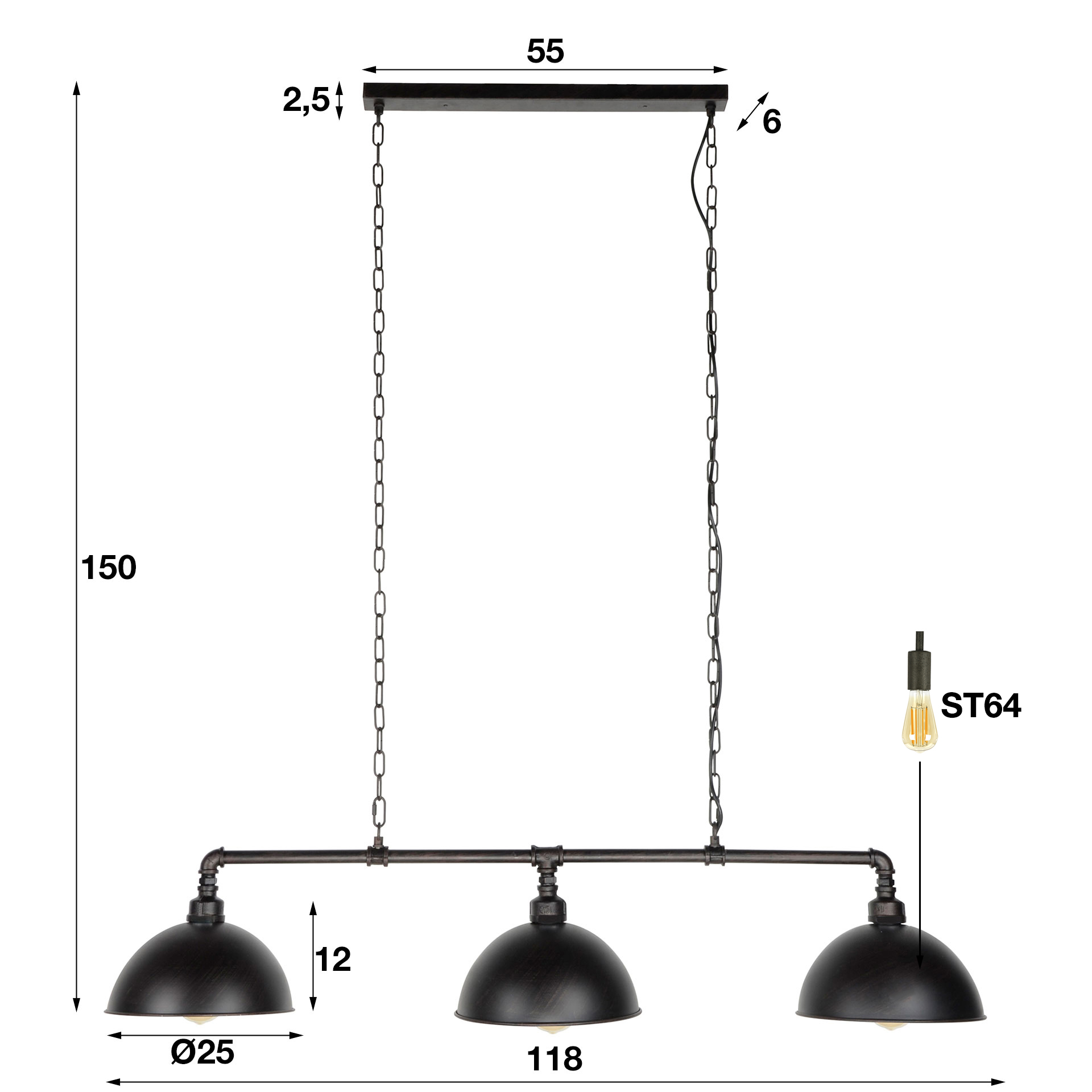 Hanging lamp 3L Industrial