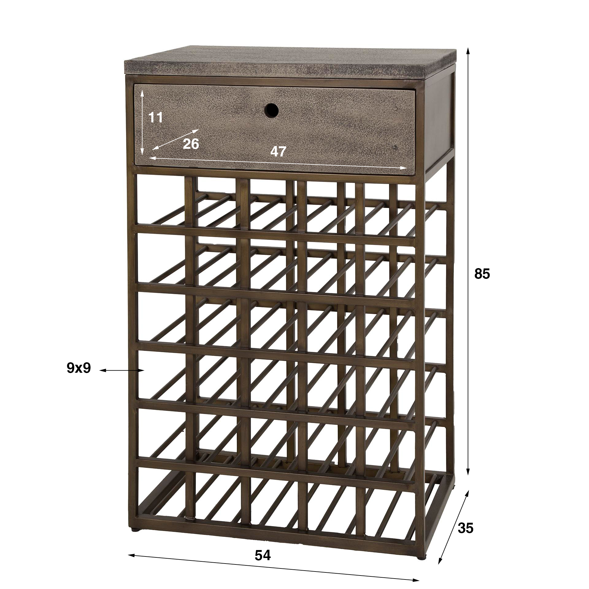 Vinoteca Ferro 1 cajón / Bronce antiguo