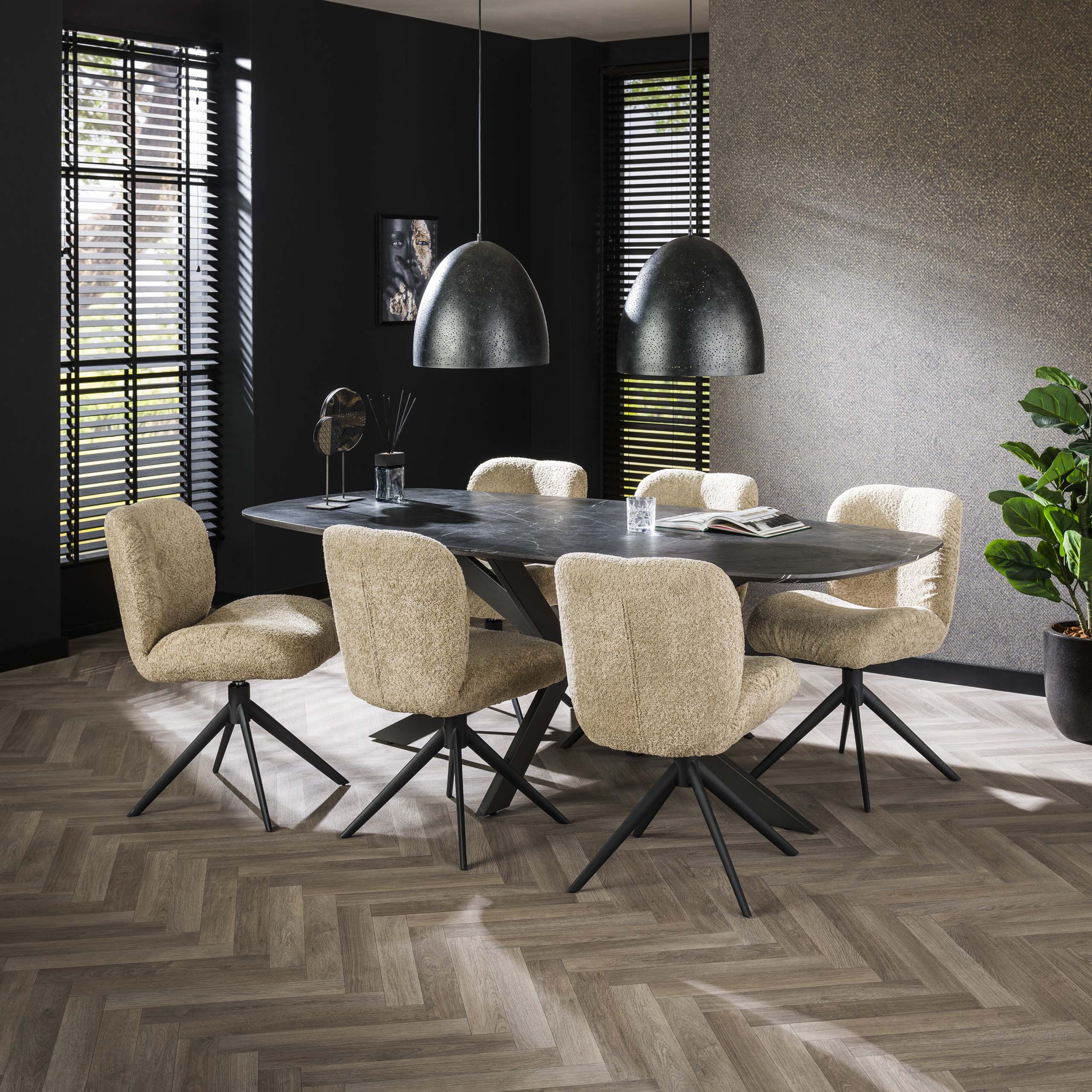 Mesa de comedor 215 ovalada danesa / 3D Melamina pizarra piedra