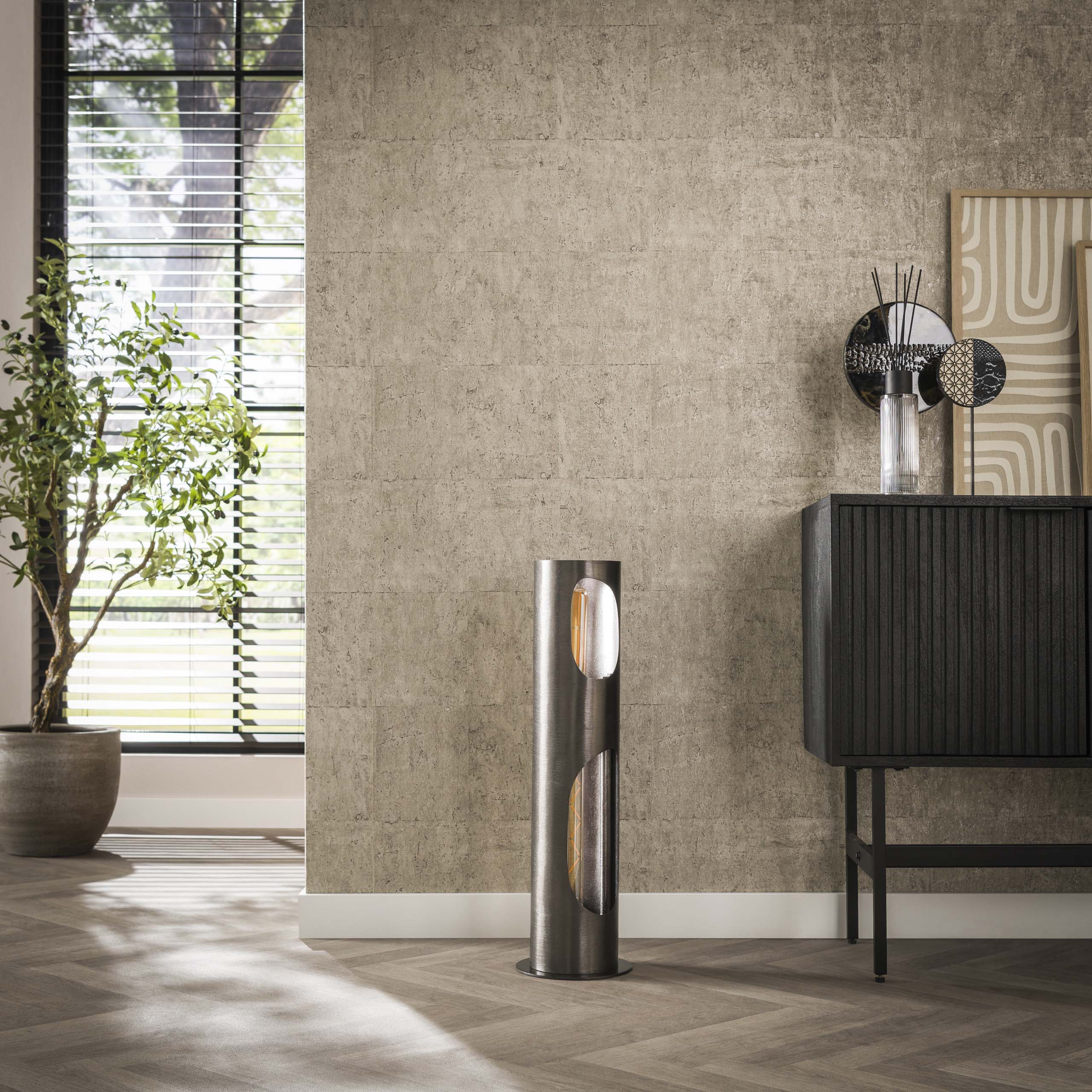 Lámpara de pie Organic Cilindro 2 luces - Níquel negro