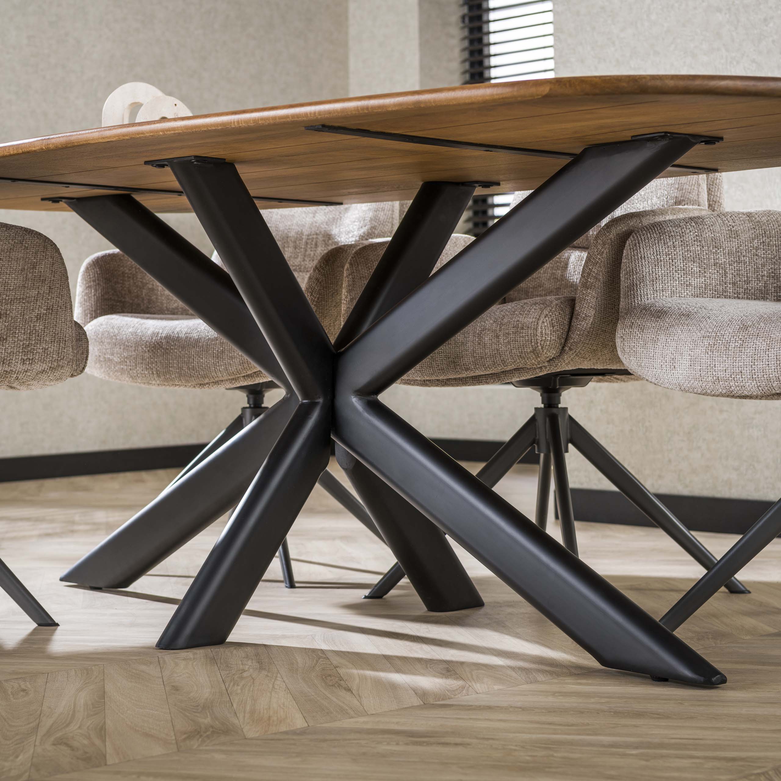 Mesa de comedor Cliff ovalada 215 cm - Mango macizo color arena