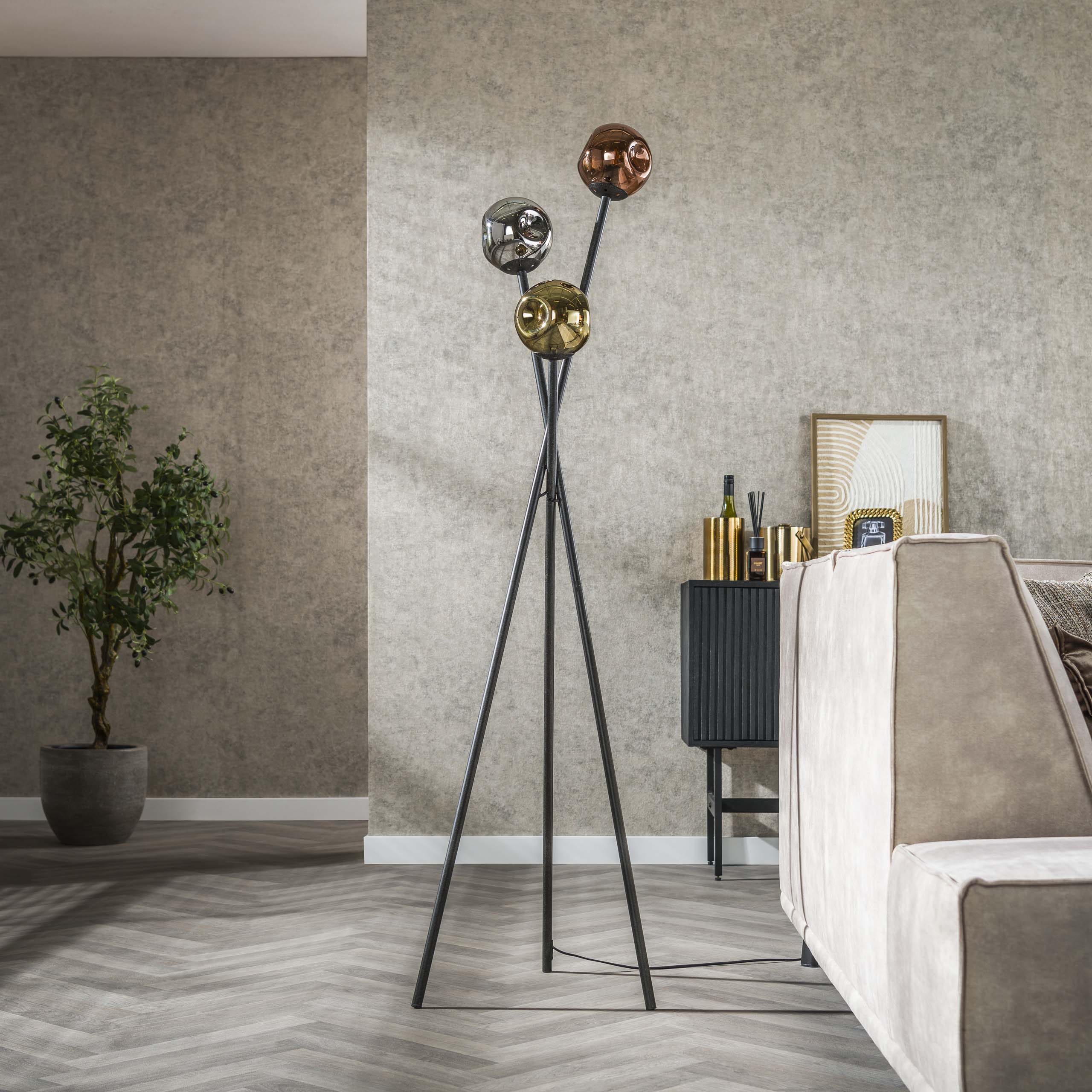 Lámpara de pie Molecule 3 luces negro ártico