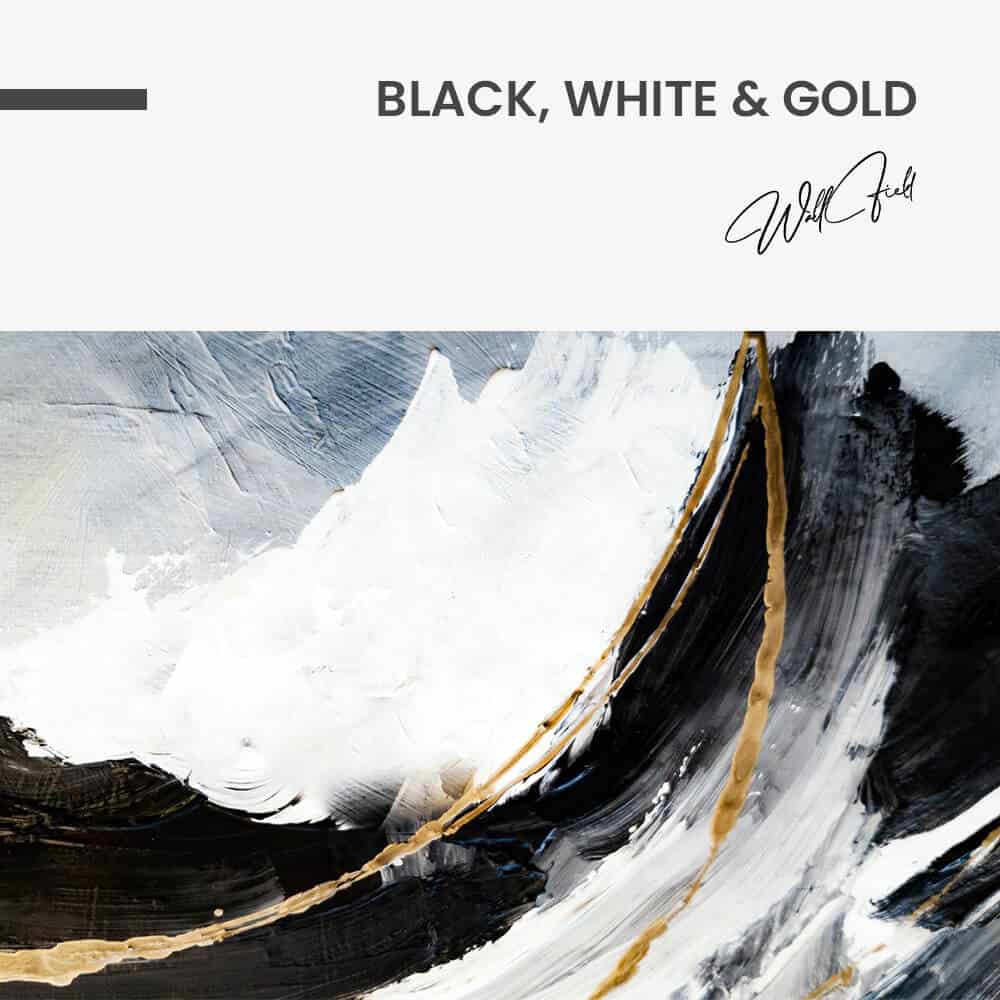 "Black,  White & Gold Abstract"
