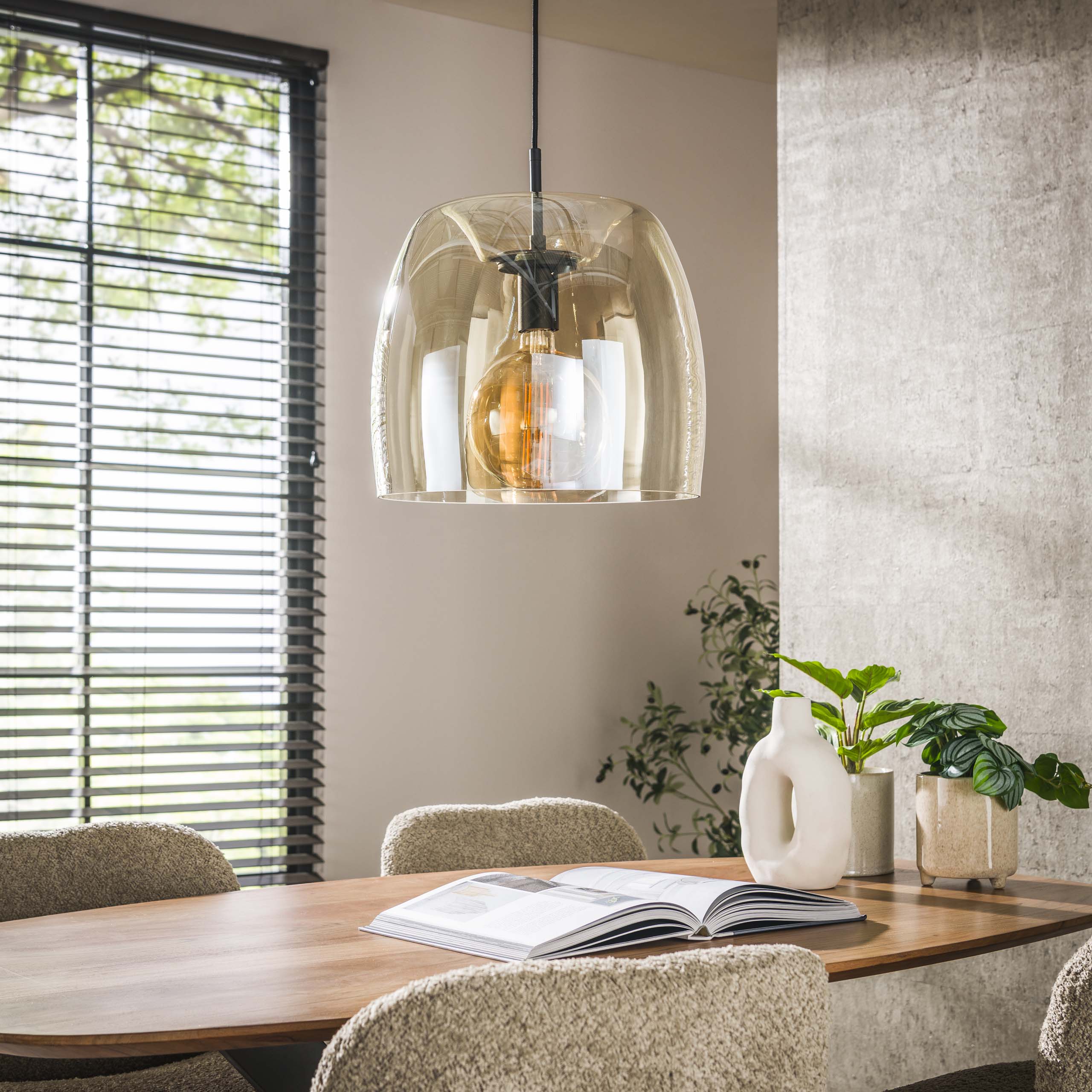 Lámpara colgante 1L vidrio drift / Vidrio color ámbar