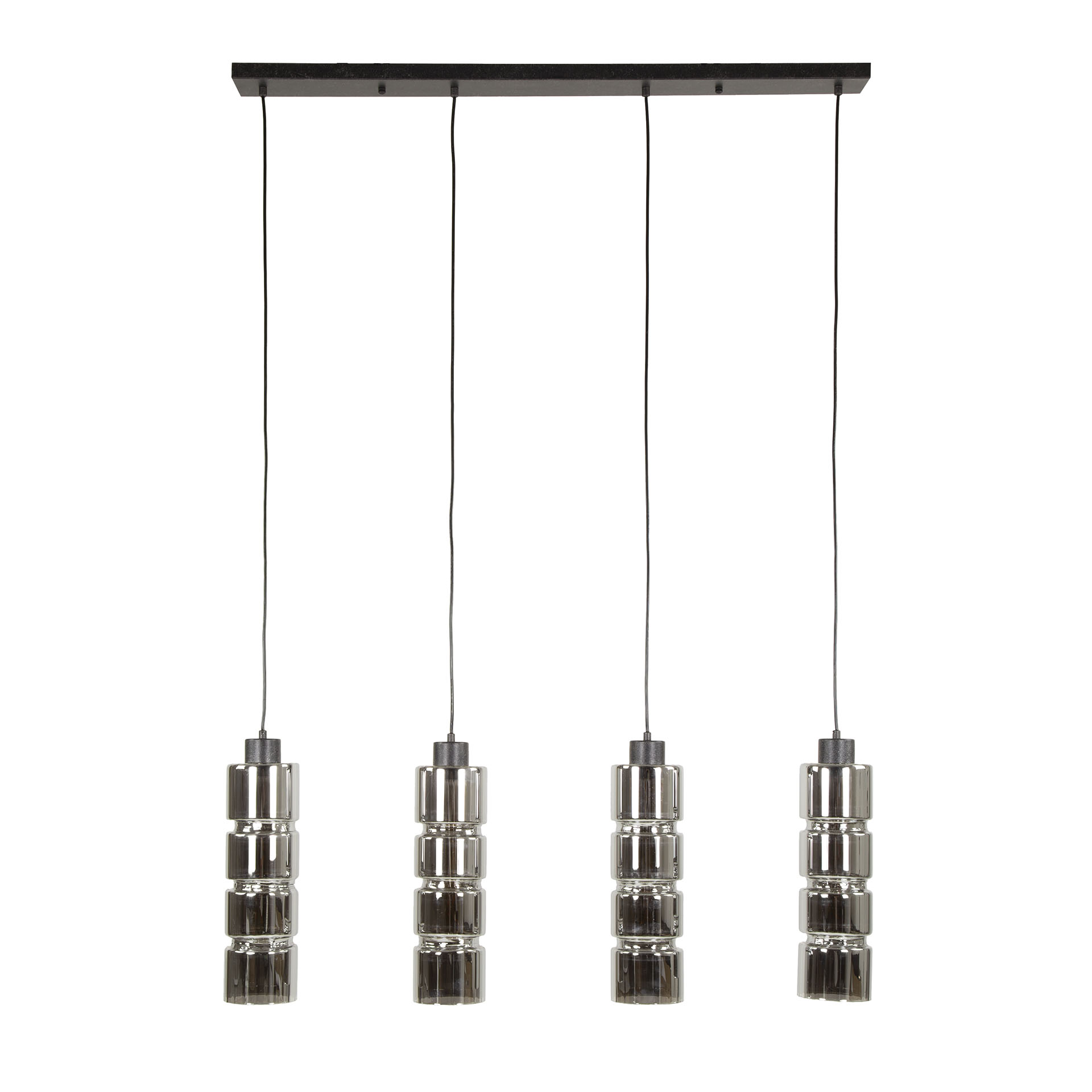 Lámpara colgante 4L cilindro cristal/negro Artic