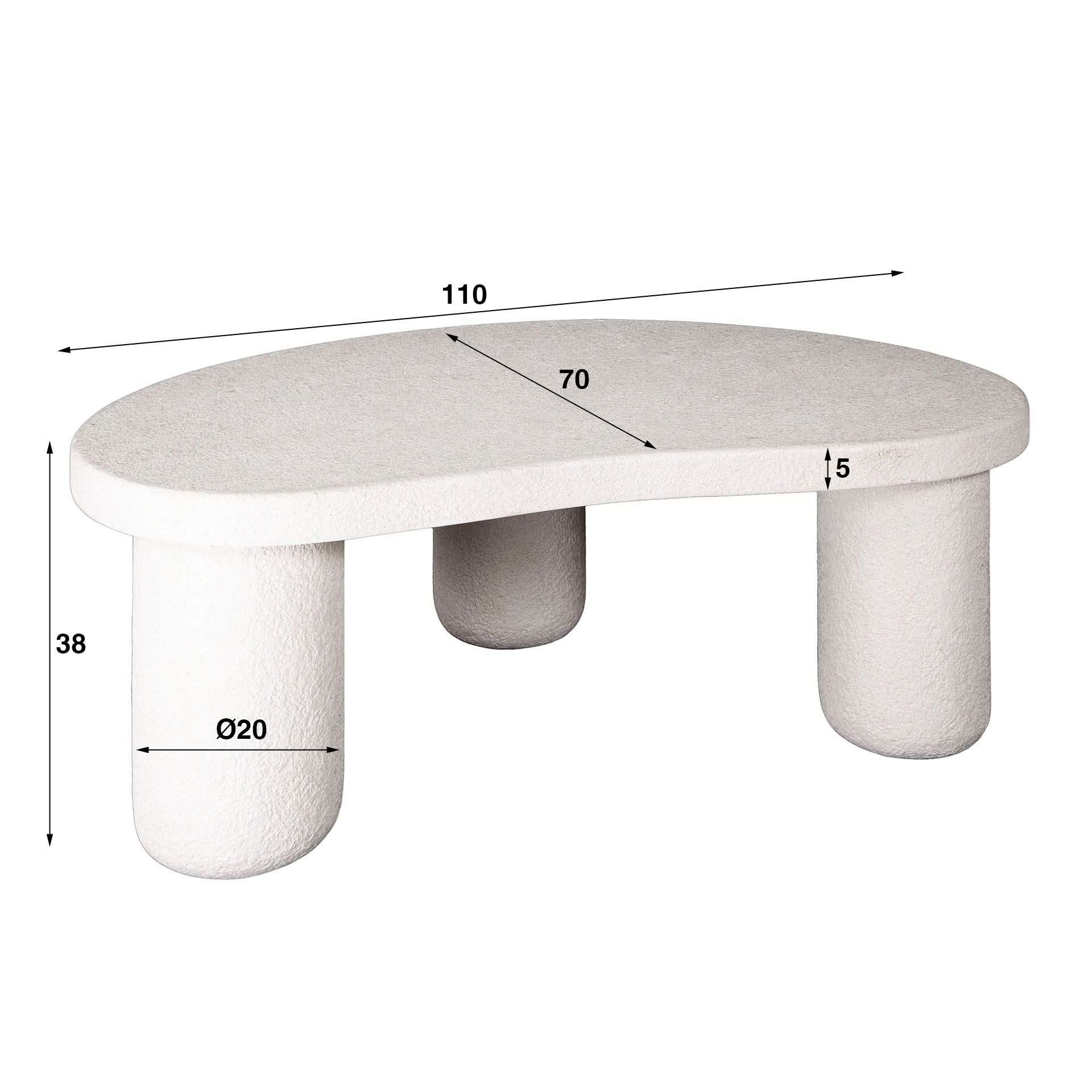 Mesa de centro XL guijarro orgánico / Compuesto de mármol