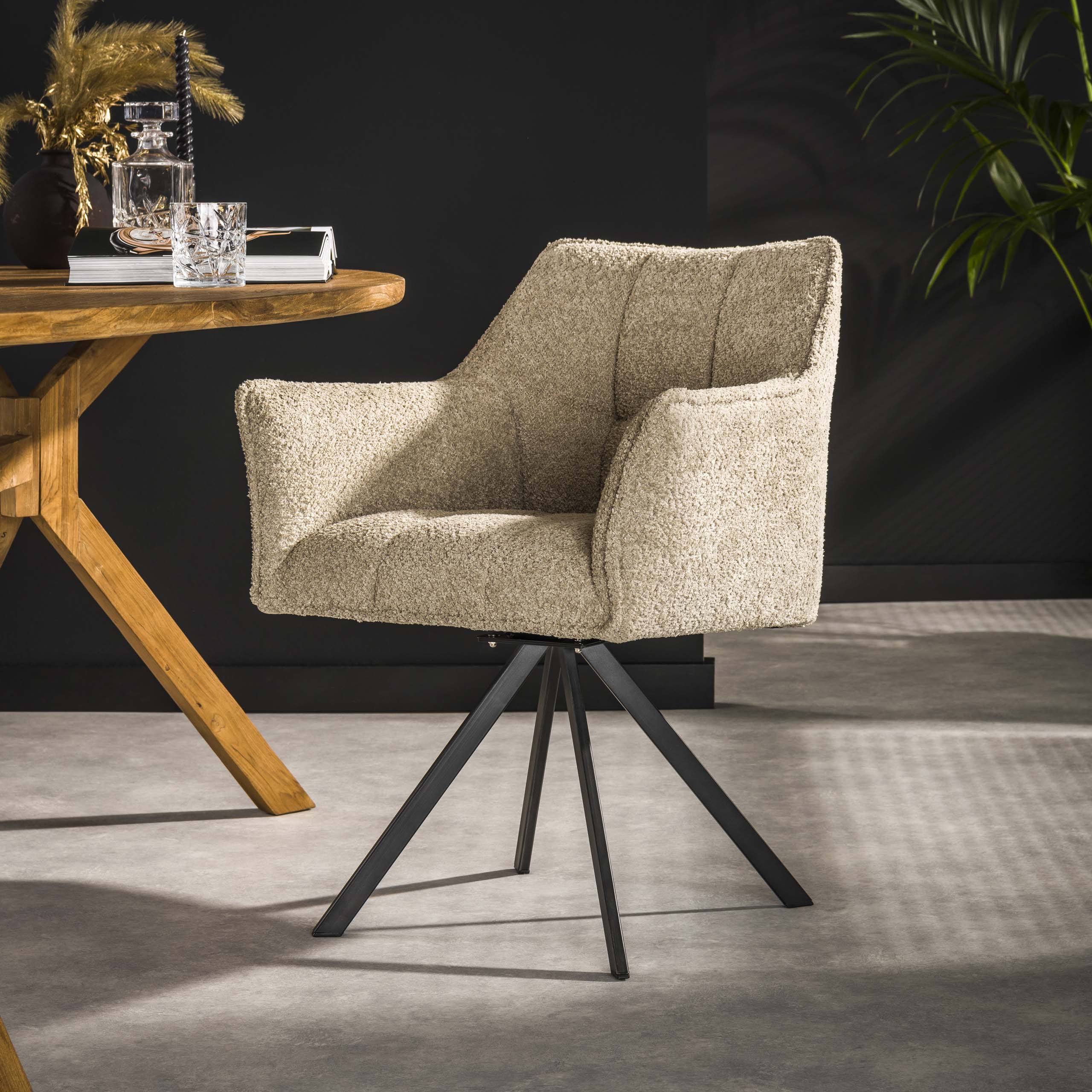 Armchair grid rotatable. VPE2 / Boucle sand color