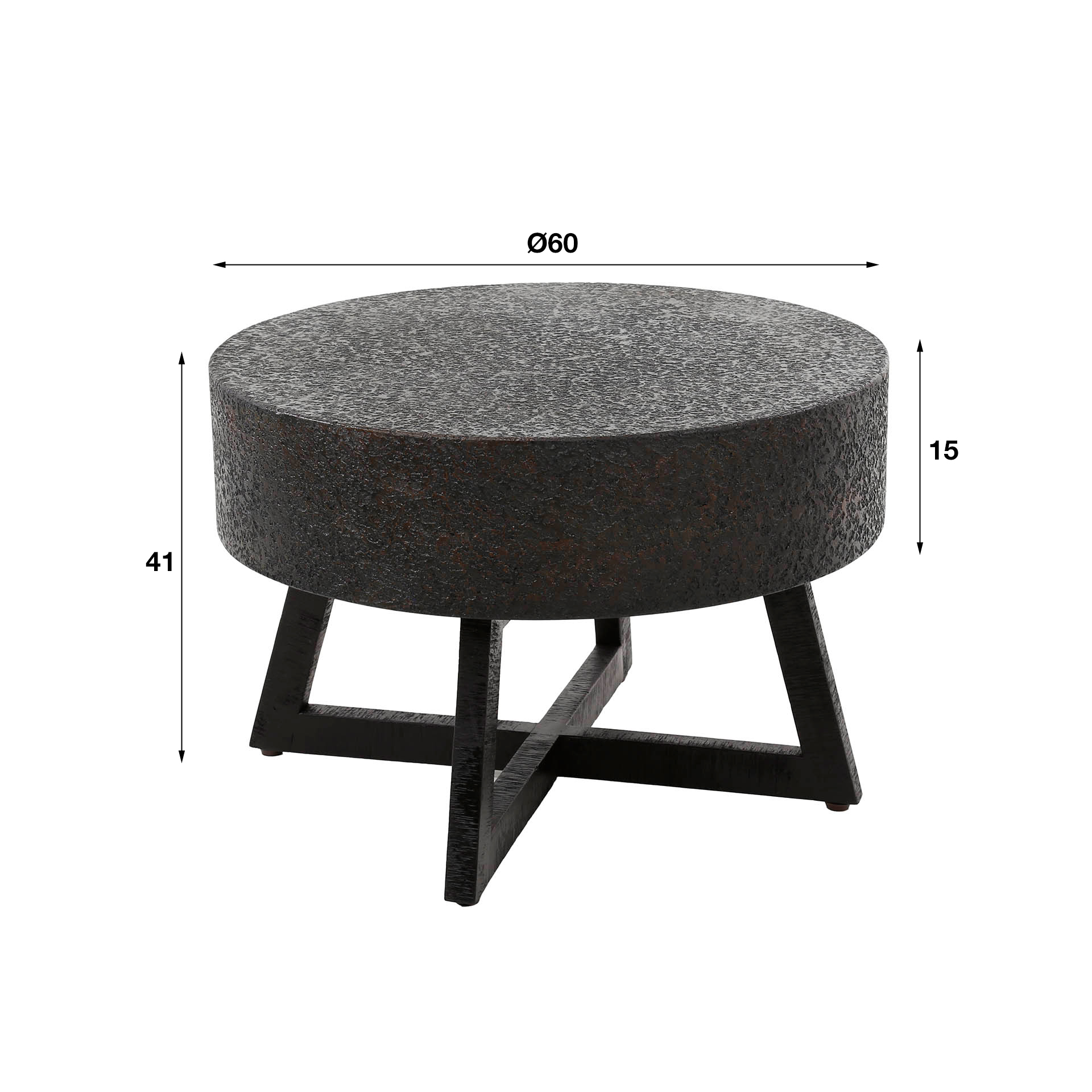 Mesa de centro Ø60 baja voluminosa ferrosa