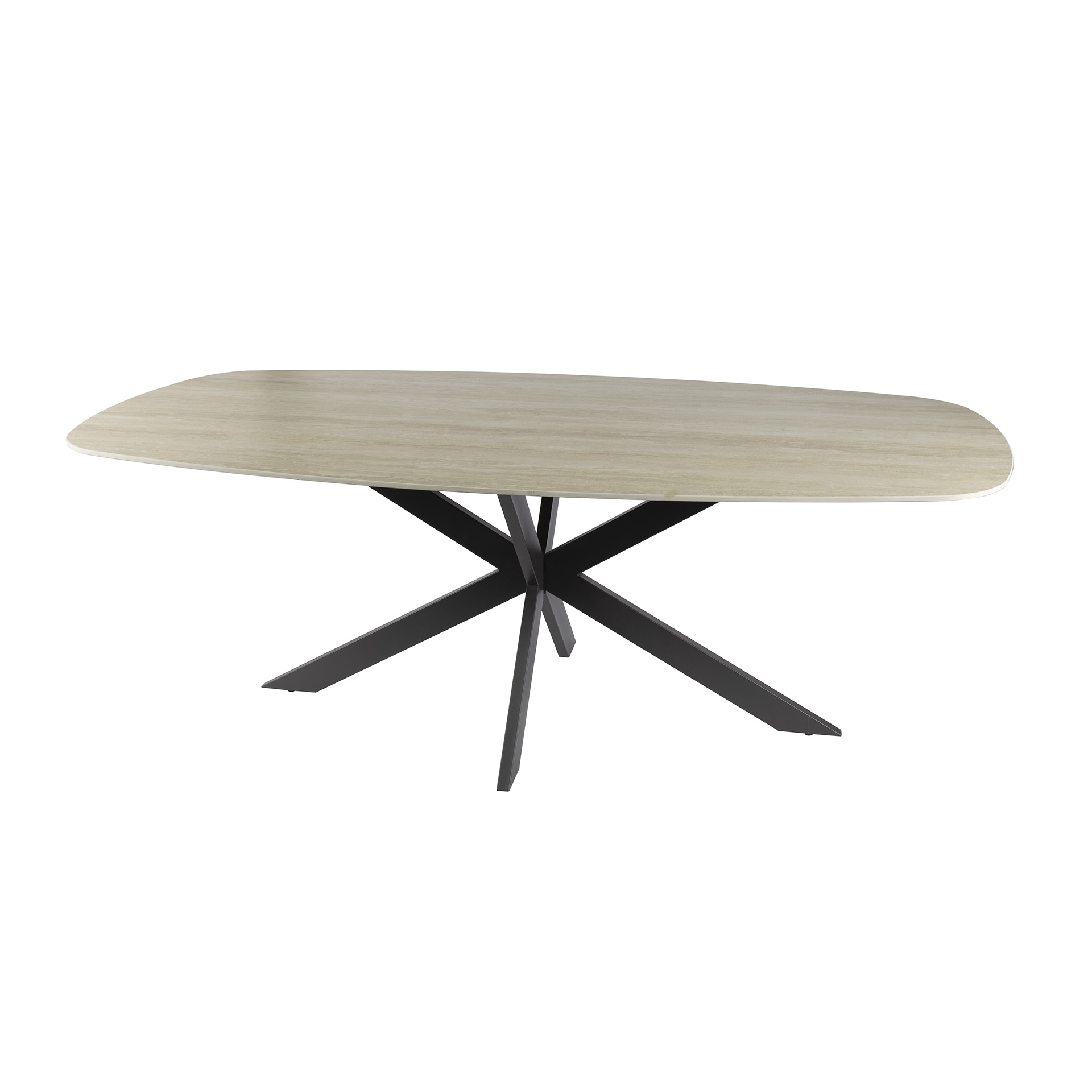 Mesa de comedor ovalada Romano Cross 215 cm - travertino cerámico 3D