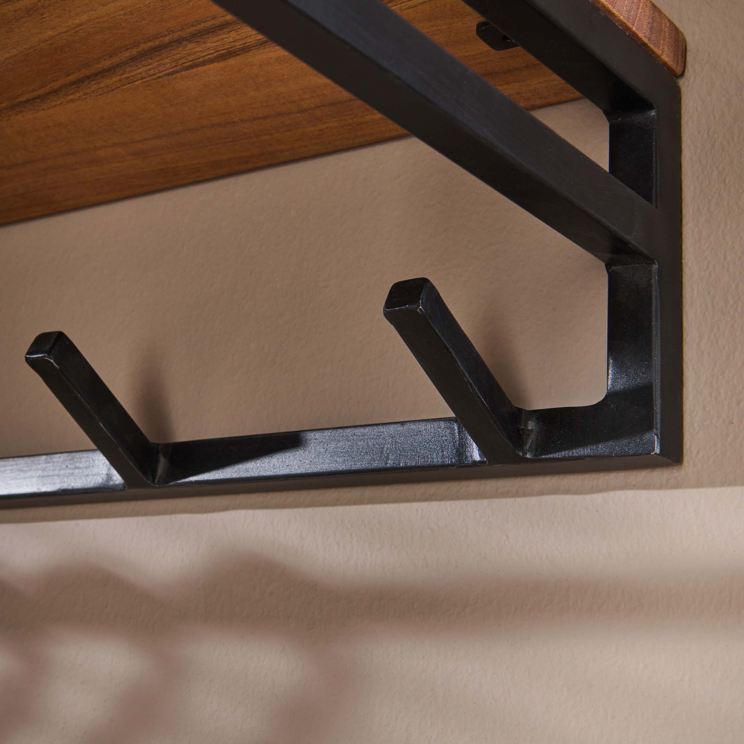 Perchero personalizado 6 ganchos estante para sombreros / Acacia maciza natural