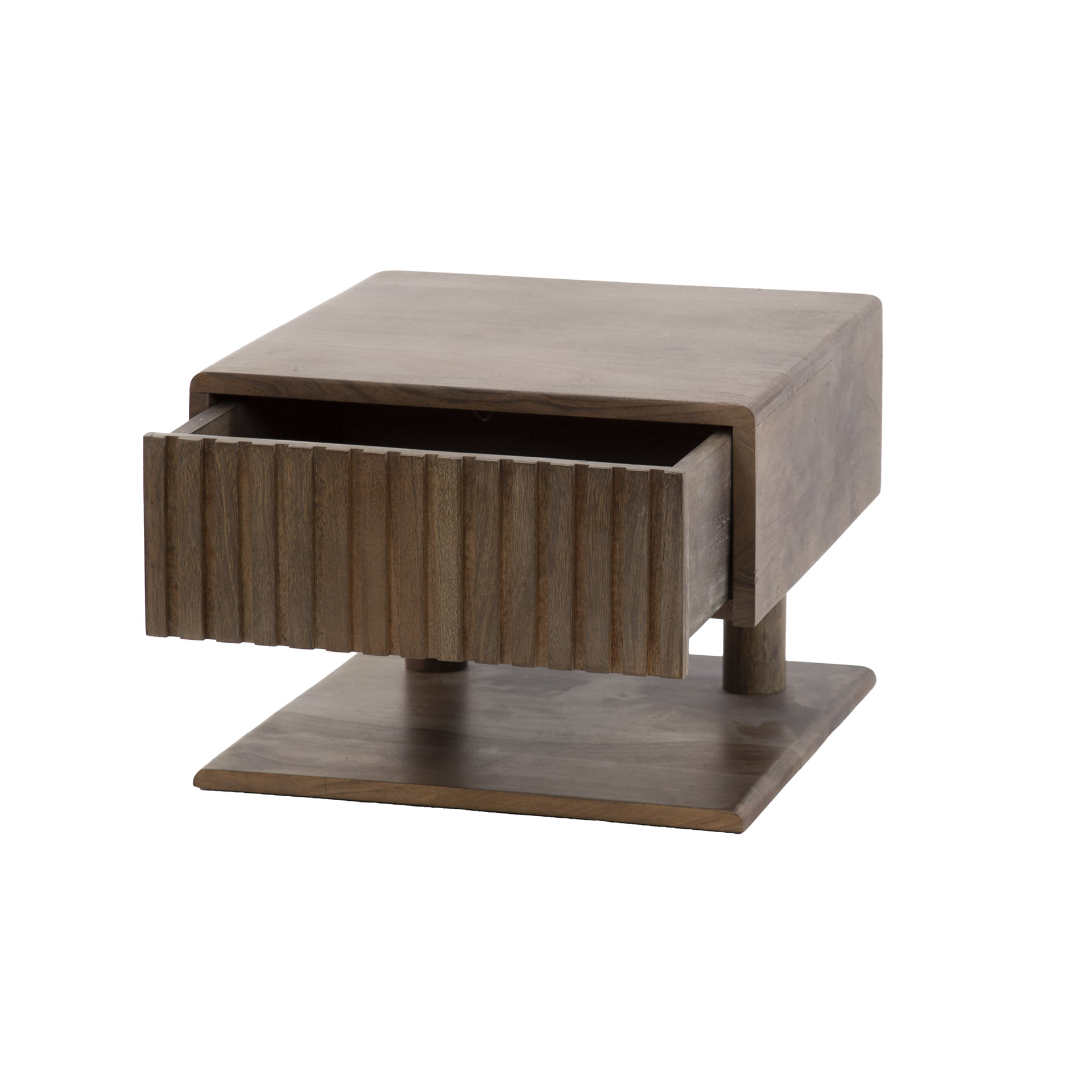 Mesita de noche Carve Shelve flotante - 1 cajón - Acacia marrón