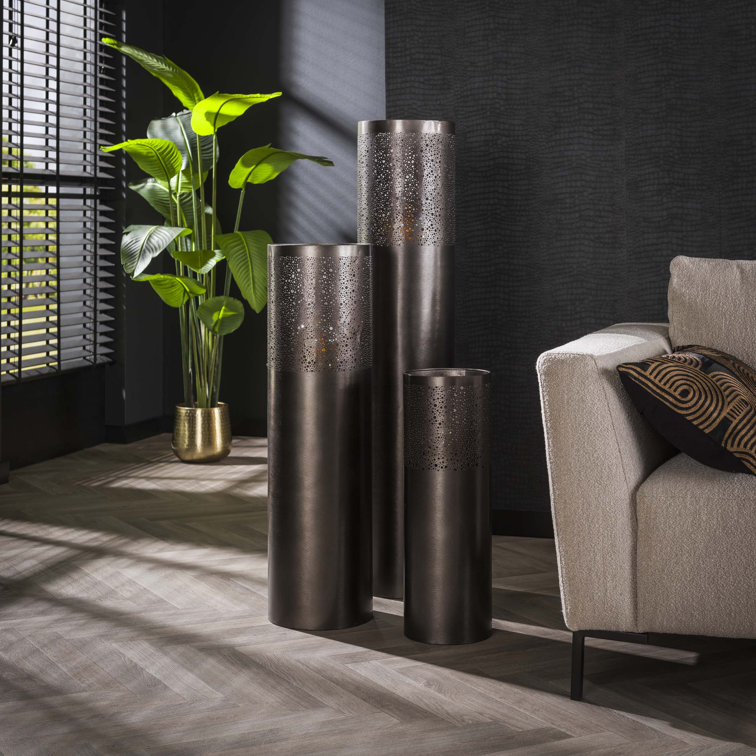 Lámpara de pie Cilindro Glow 1 luz 90 cm - Níquel negro