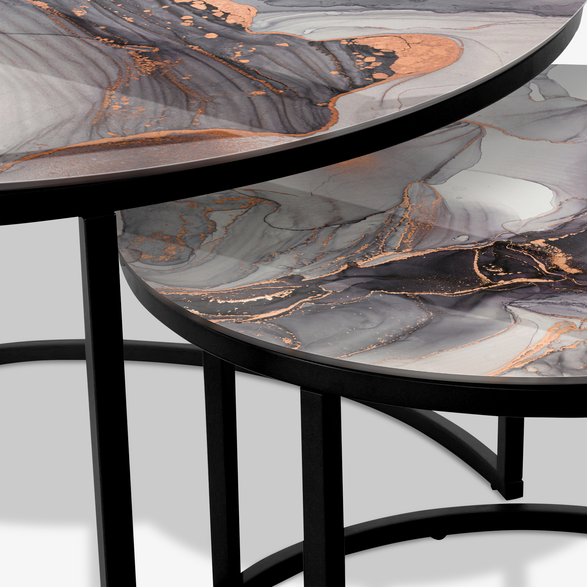 Coffee table Black - Gray & Gold Abstract Marble