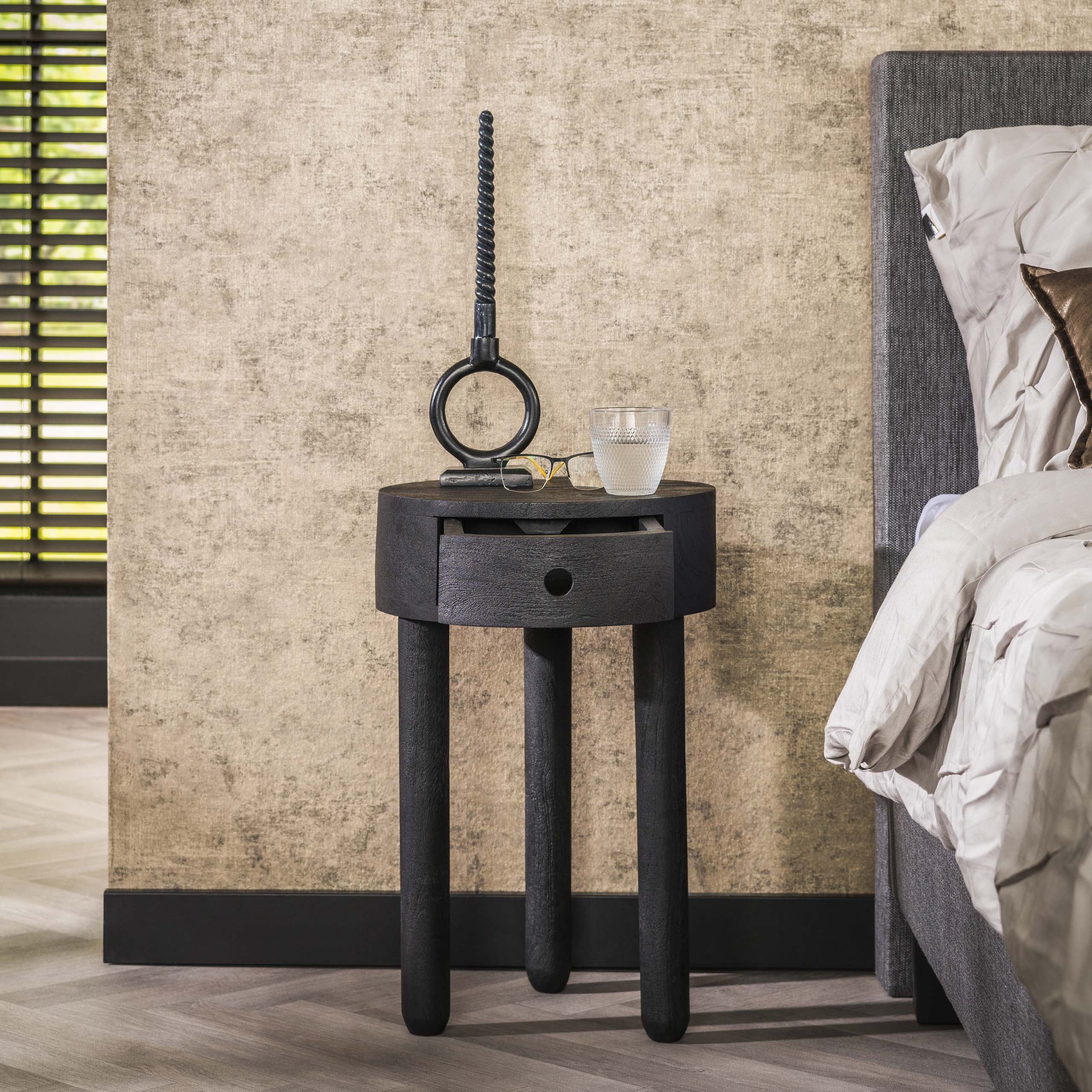 Mesita de noche Full Wood 1 cajón - Acacia maciza negra