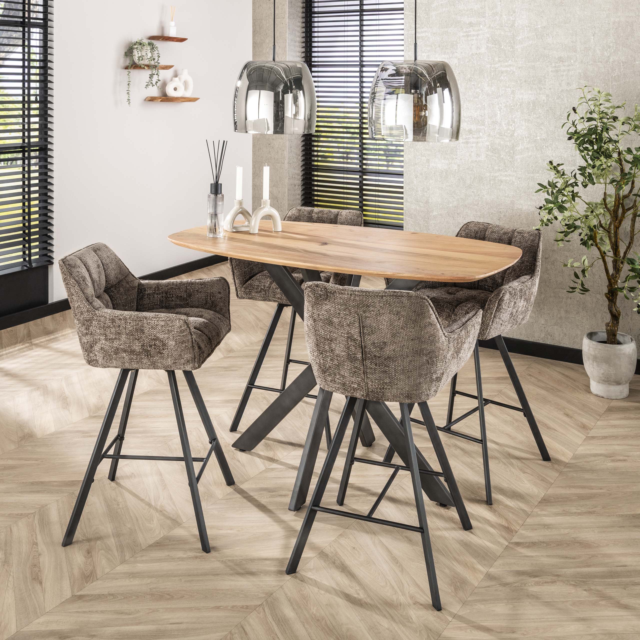 Silla de bar Raster giratoria - embalado por 2 - Hoven taupe