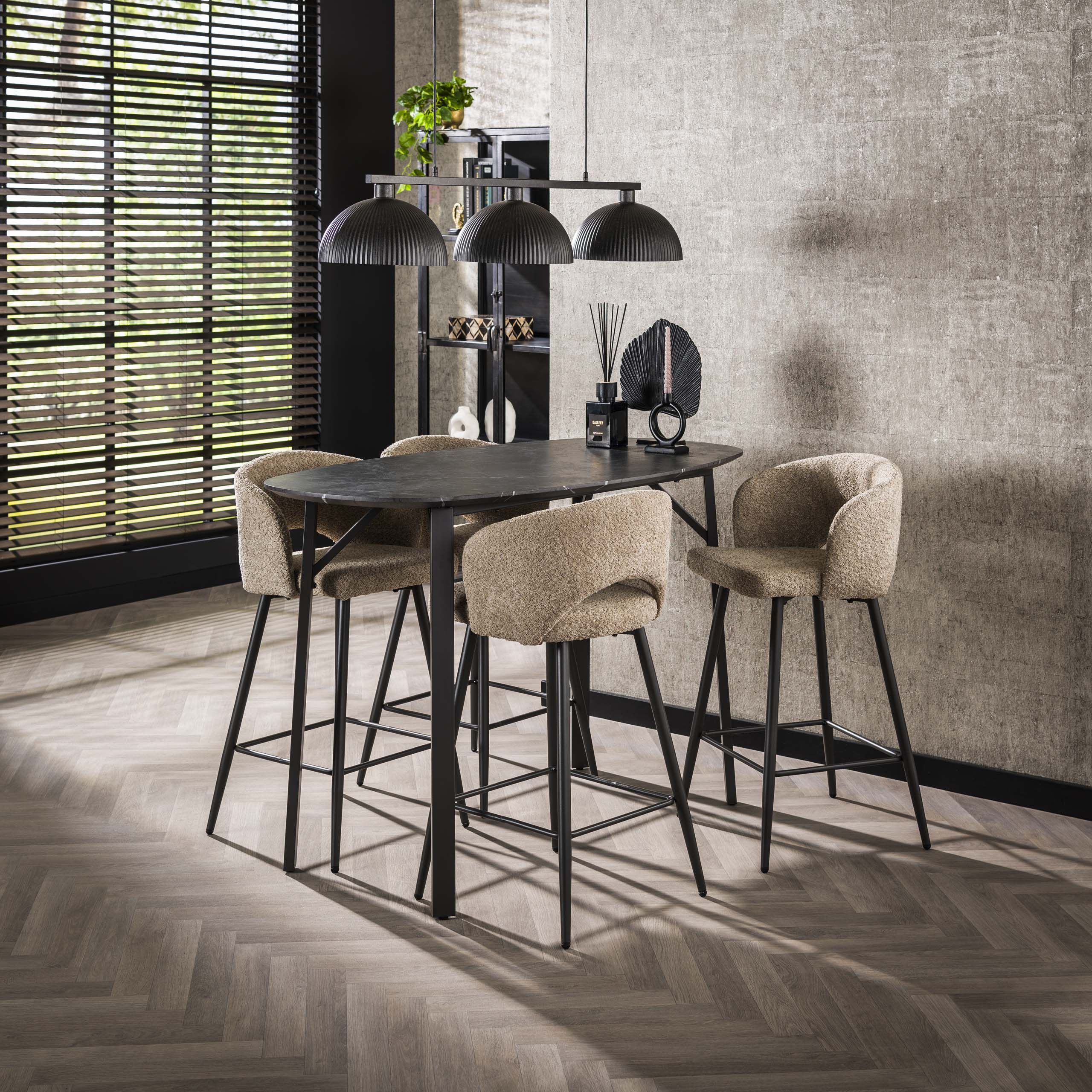 Mesa alta Onyx ovalada danesa 140 cm - Melamina grafito 3D