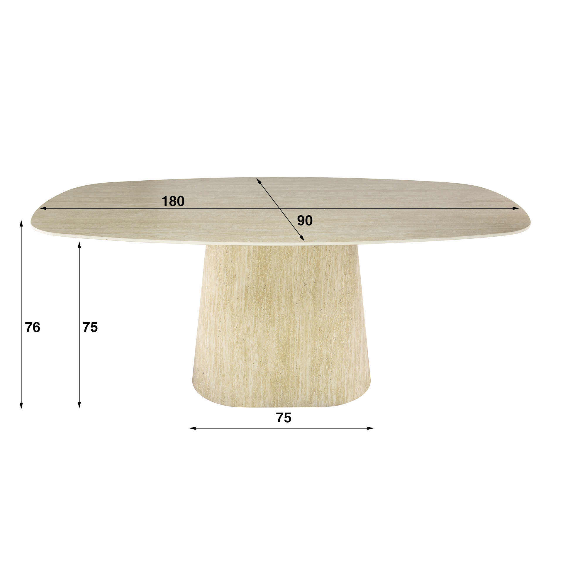 Mesa de comedor Centro Danish ovalada 180 cm - Cerámica travertino