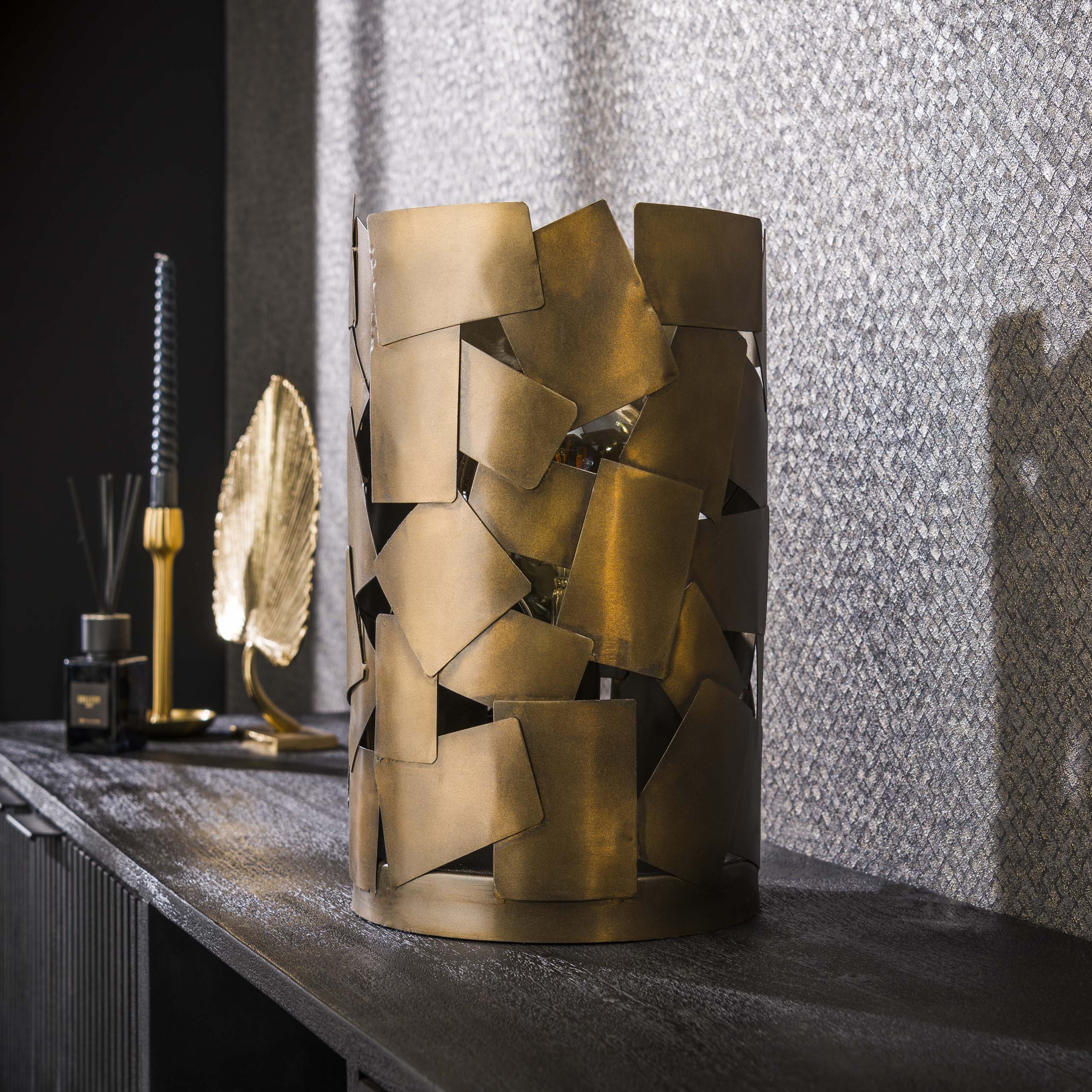 Lámpara de mesa 1L parche cilindro / Bronce antiguo