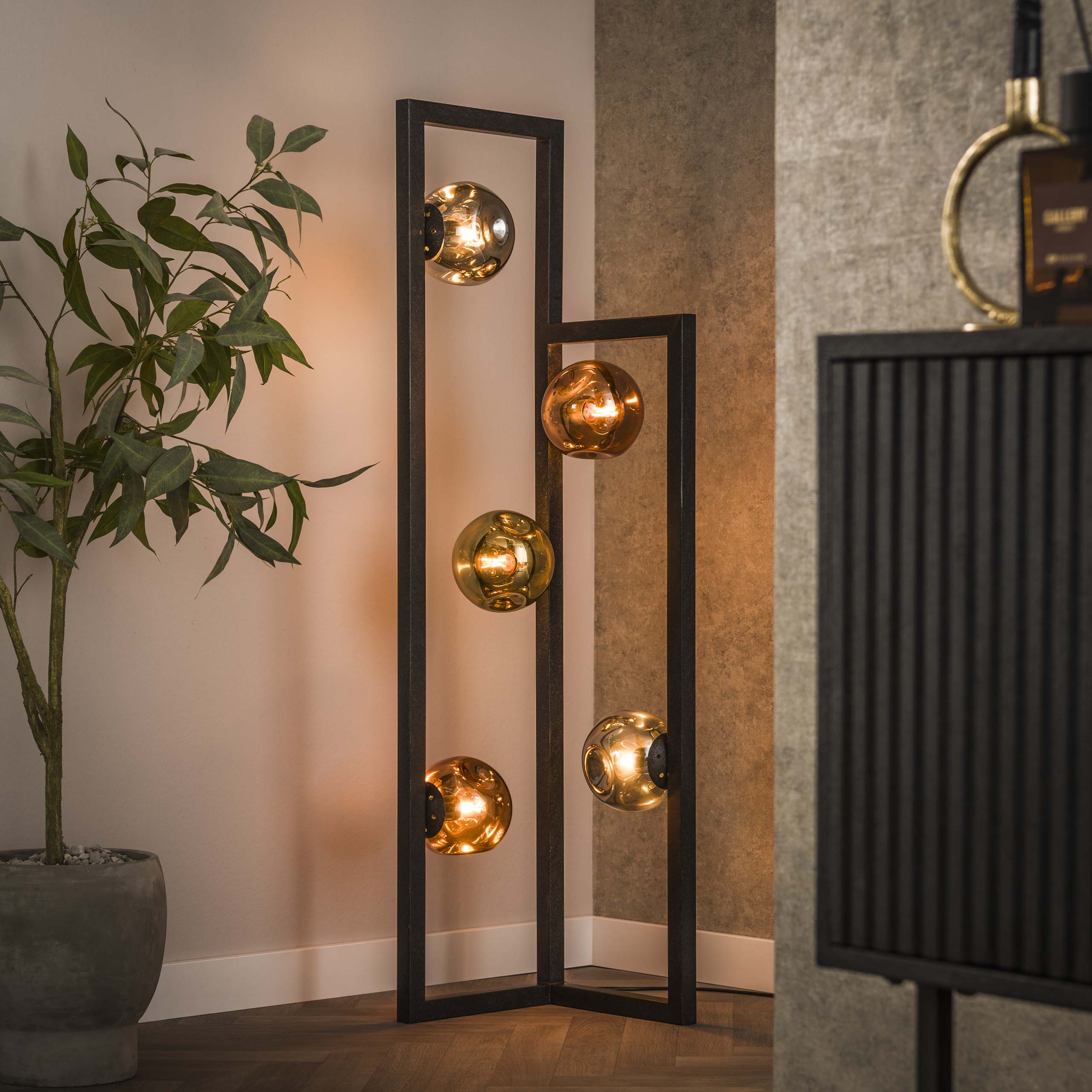 Lámpara de pie Stellar 5 luces negro ártico