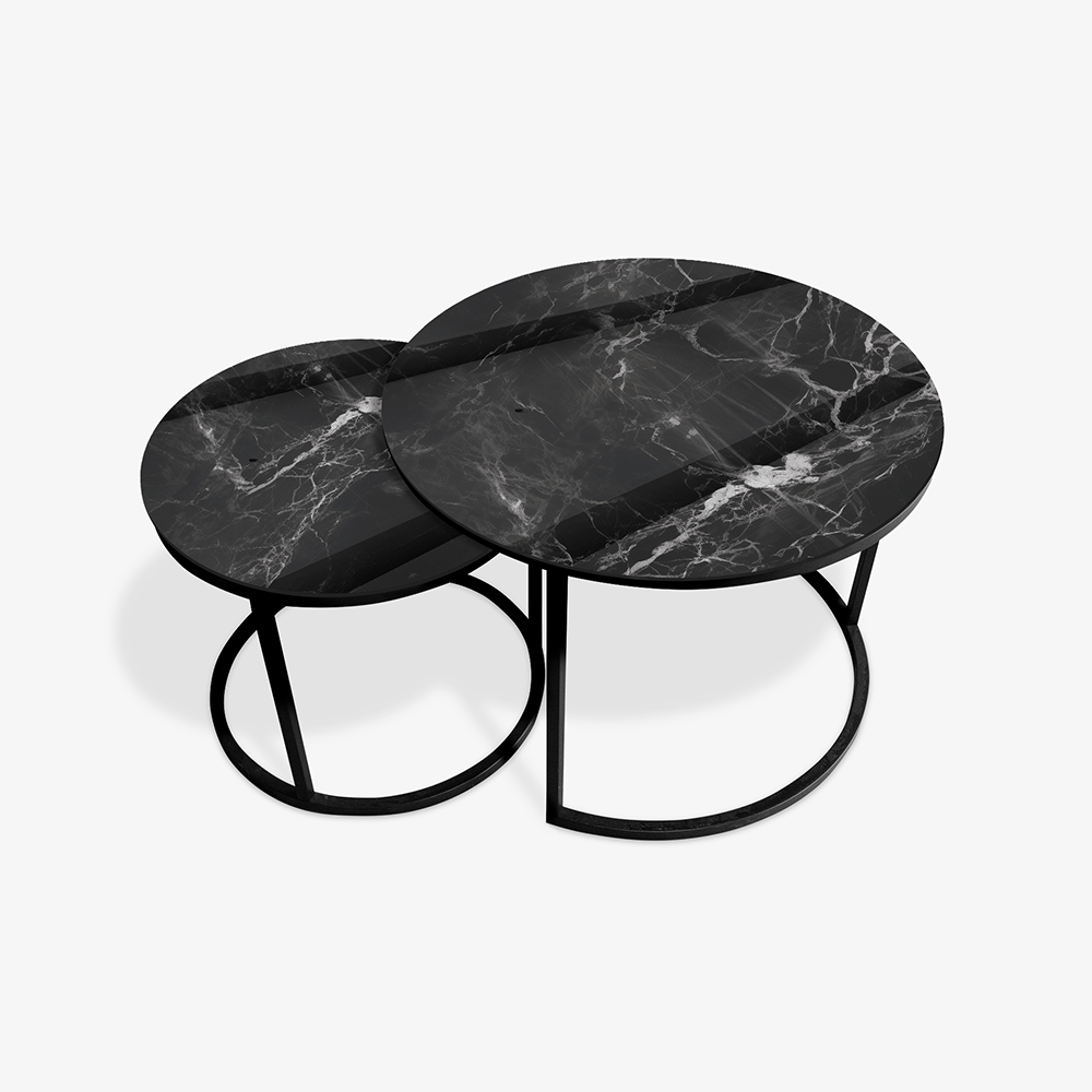 Mesa de centro Negra - Mármol Blanco y Negro