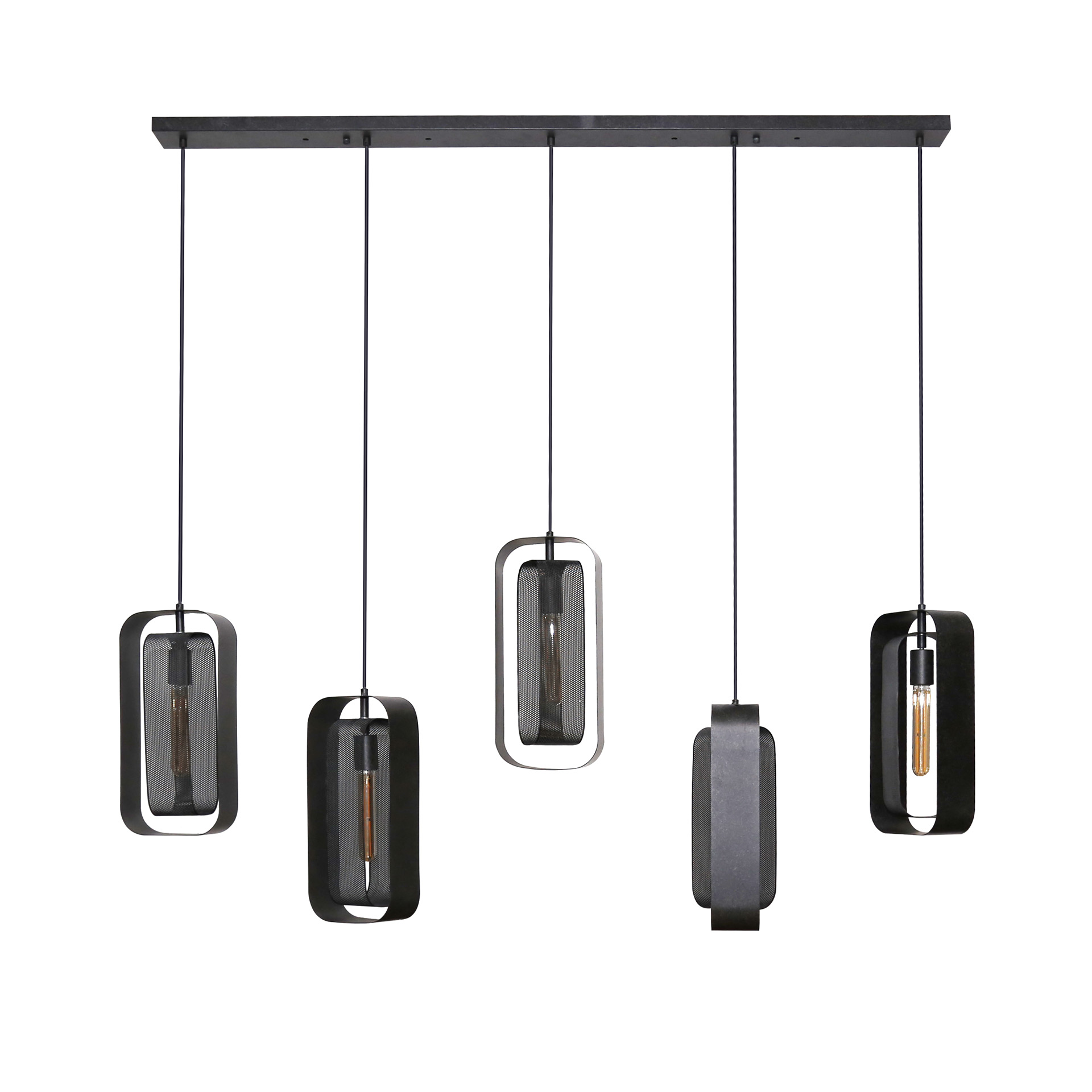 Lámpara colgante 5L malla giratoria/Negro ártico