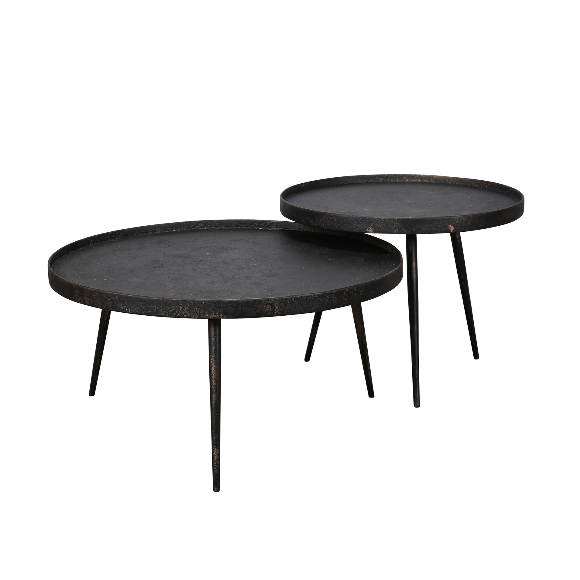 Mesa de centro redonda metálica - Juego de 2 - Gris