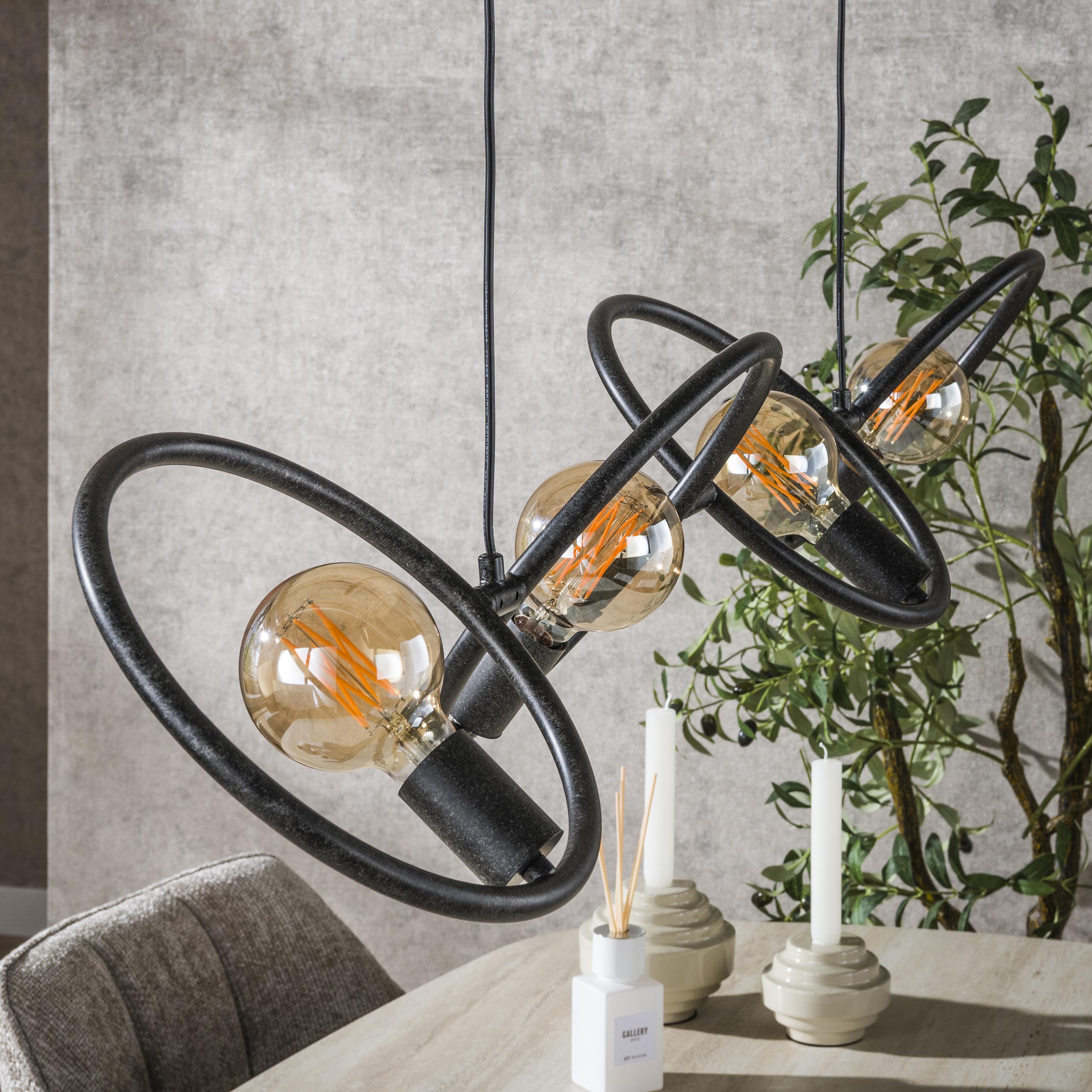 Lámpara colgante Loop 4 luces Artic negro
