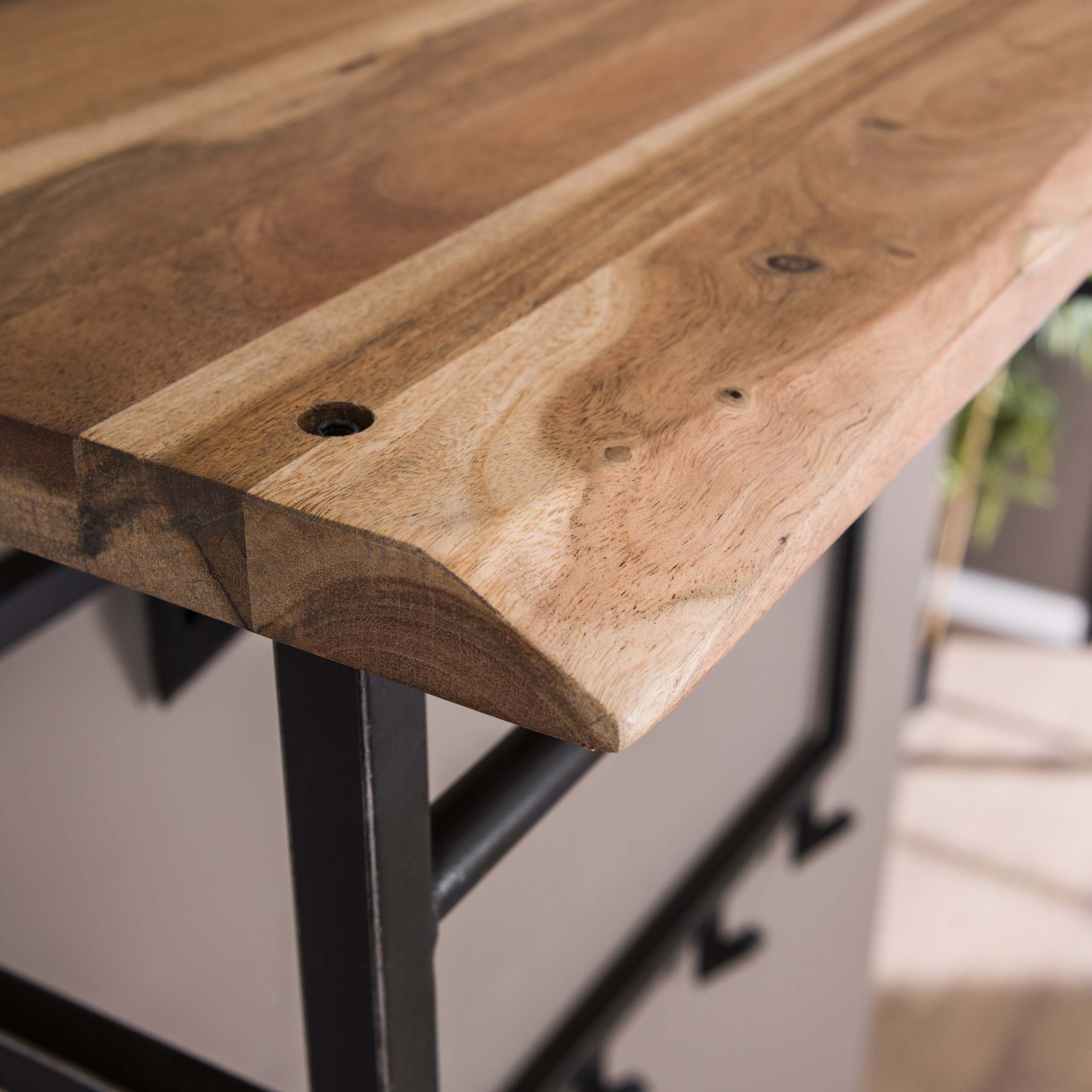 Perchero borde alto 12 ganchos estante para sombreros / Acacia maciza natural