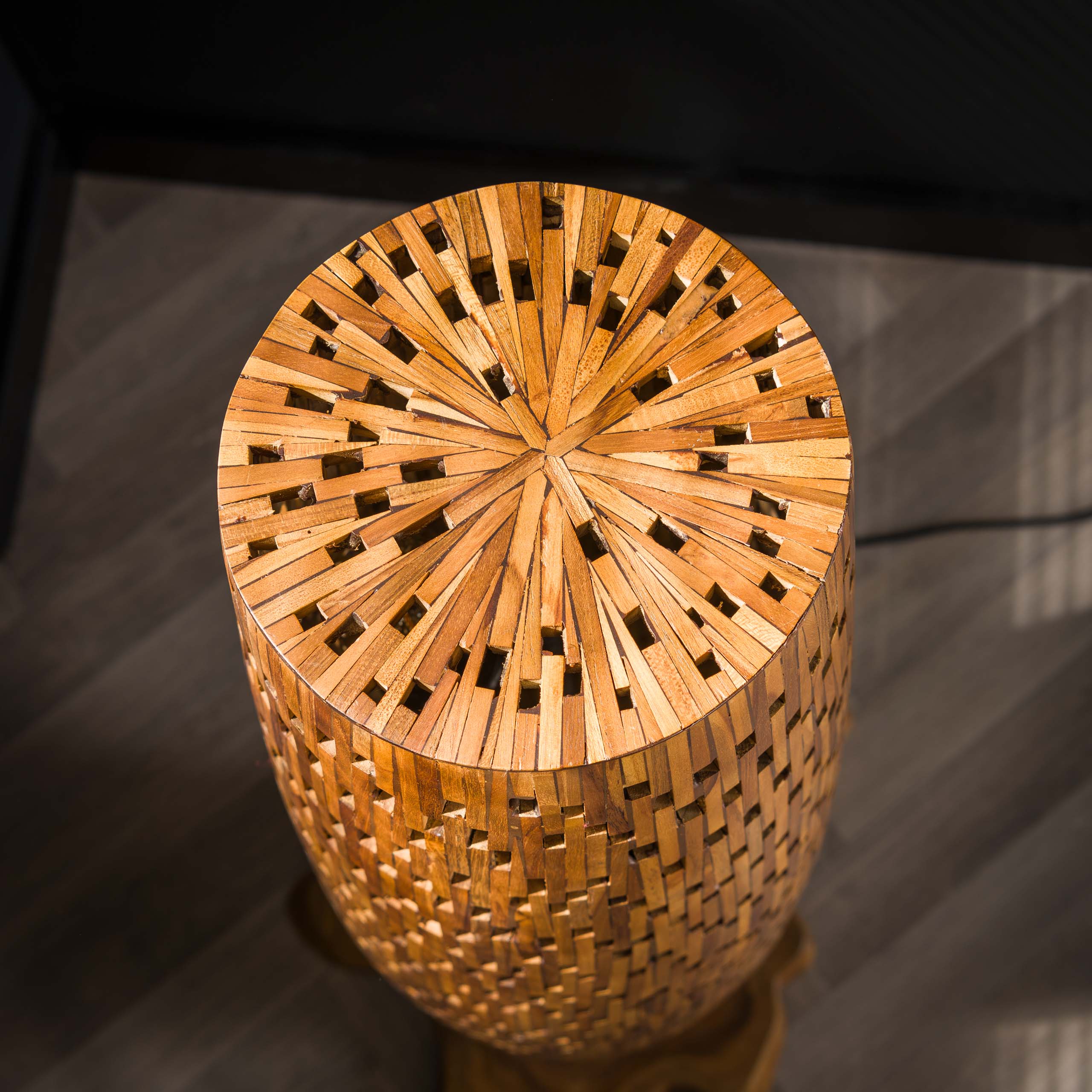 Floor lamp M bars / Solid recycled teak wood