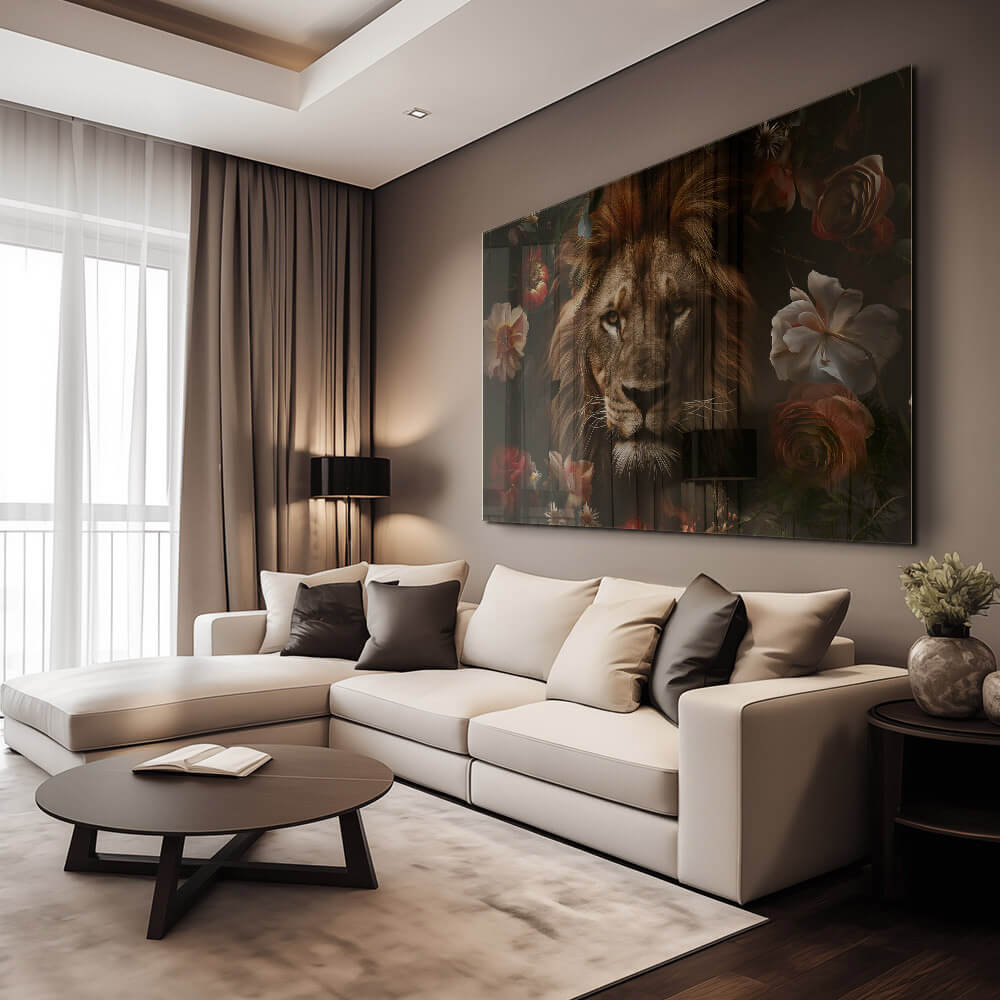 Lion in Flowers – Vidrio