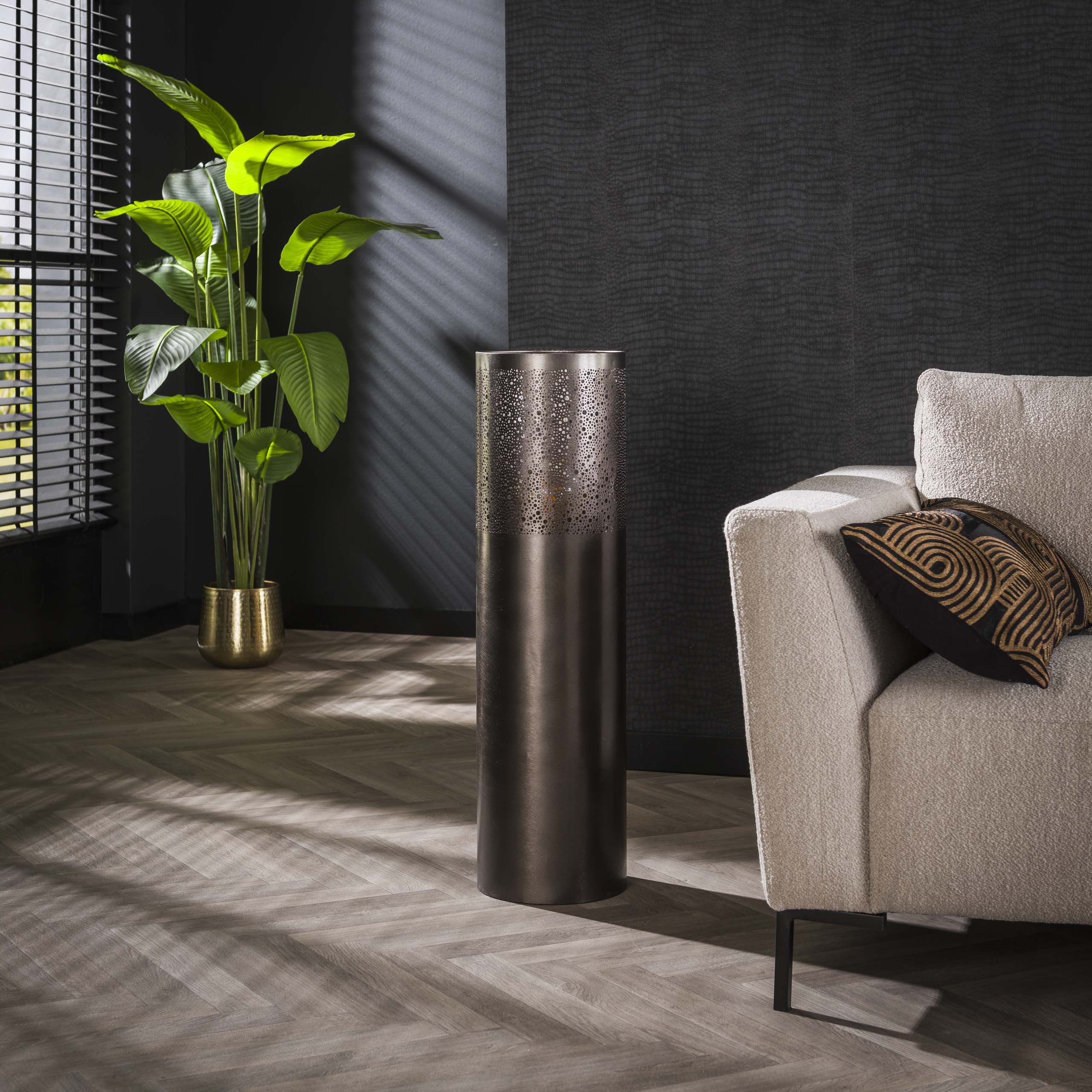 Lámpara de pie Cilindro Glow 1 luz 90 cm - Níquel negro