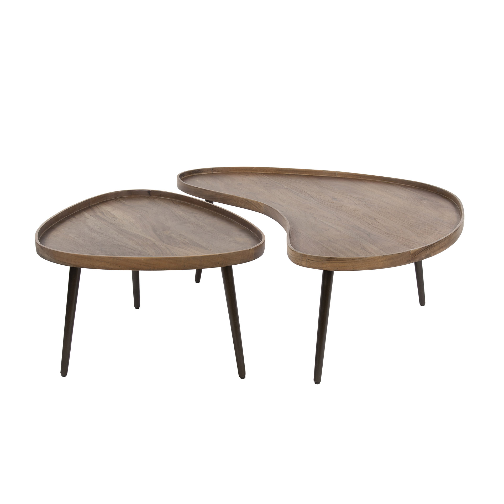 Mesa de centro Carve organic - juego de 2 - marrón acacia