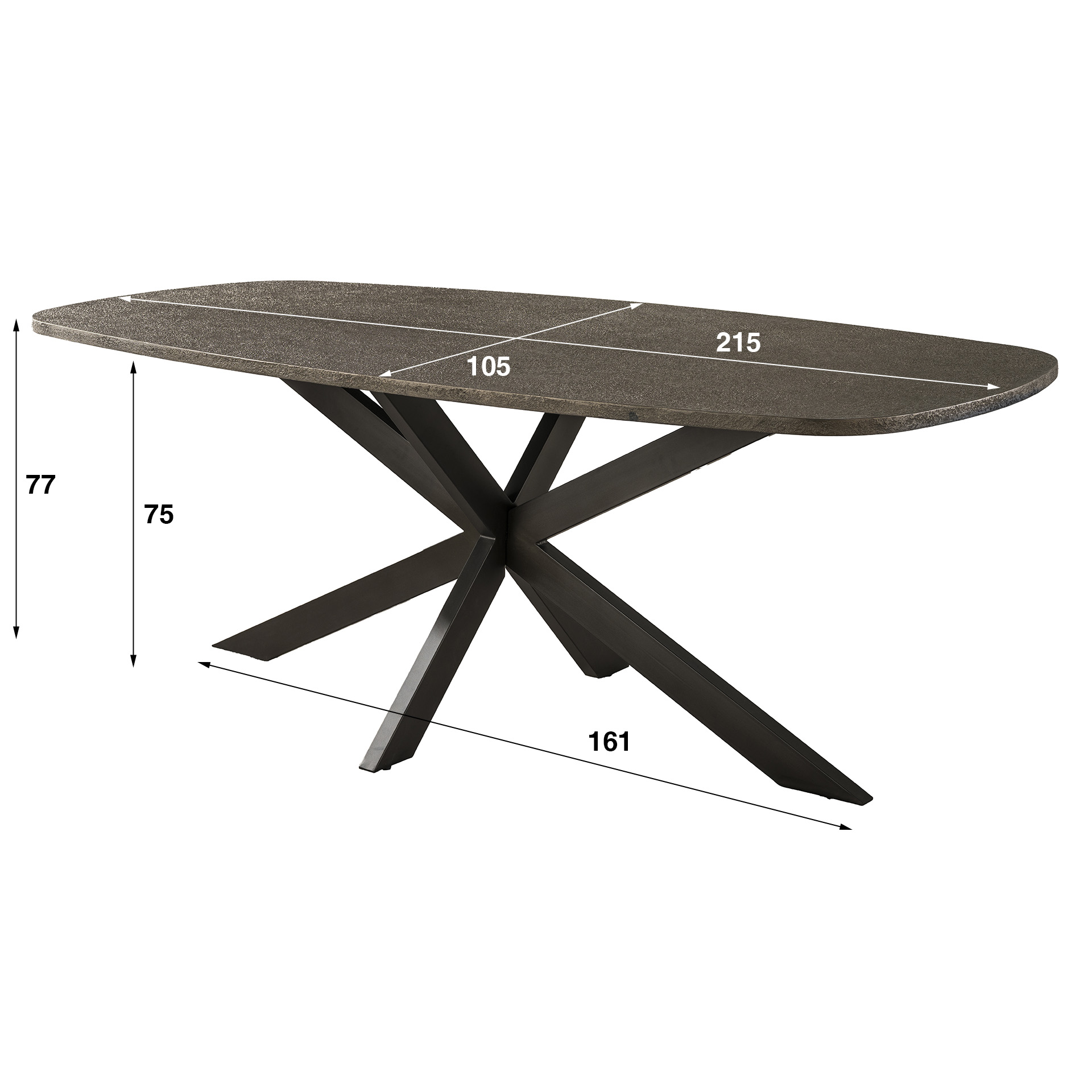 Mesa de comedor danesa ovalada Bronvik 215 cm - Metal líquido bronce