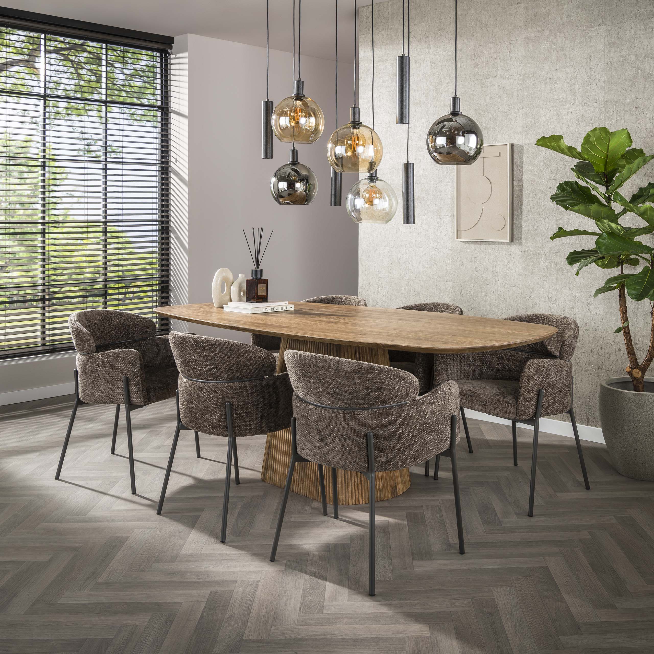 Mesa de comedor Wave Centro ovalada 215 cm - Mango macizo color arena