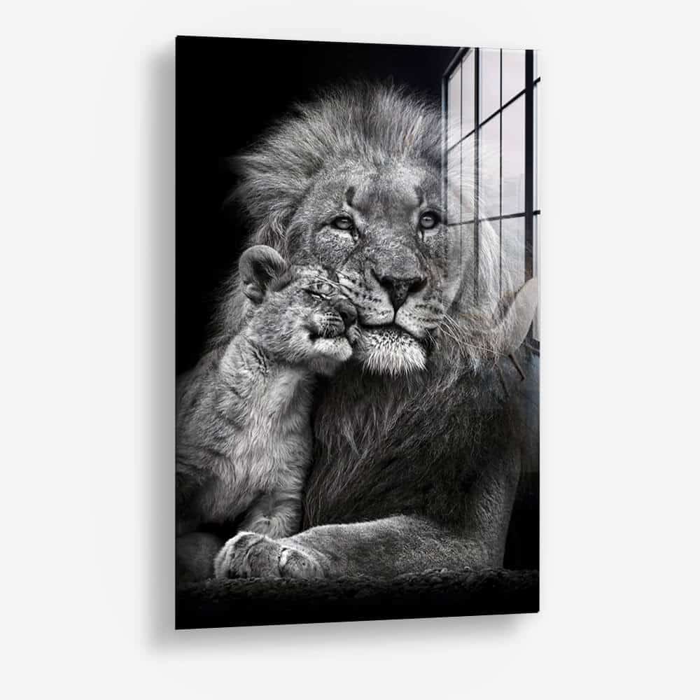 Lion With Cub - Vidrio