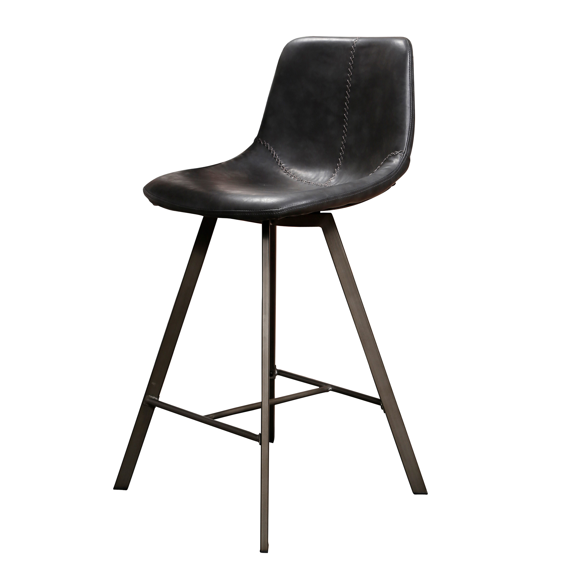 Silla de bar Zig-Zag - embalado por 4 - Saddle PU negro