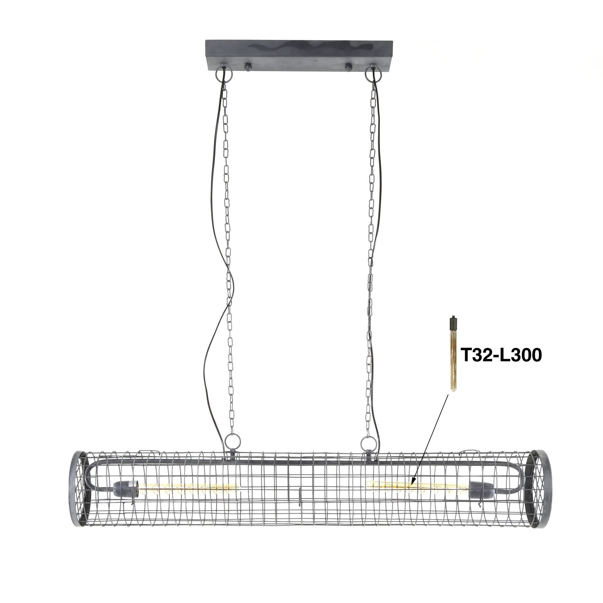 Lámpara colgante D20cm malla cilíndrica/Gris pizarra