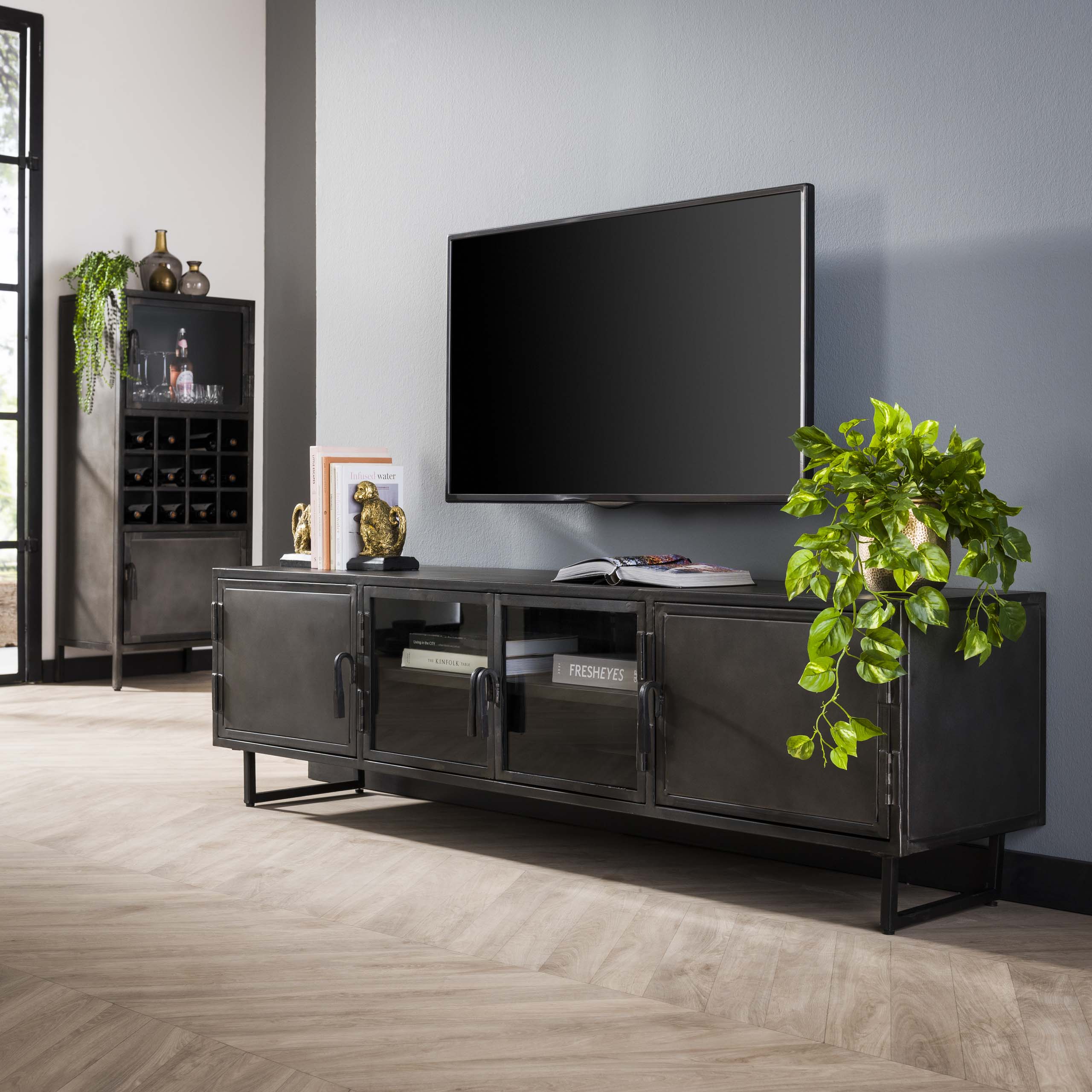 Mueble TV 180cm Rift metal / Gun metal
