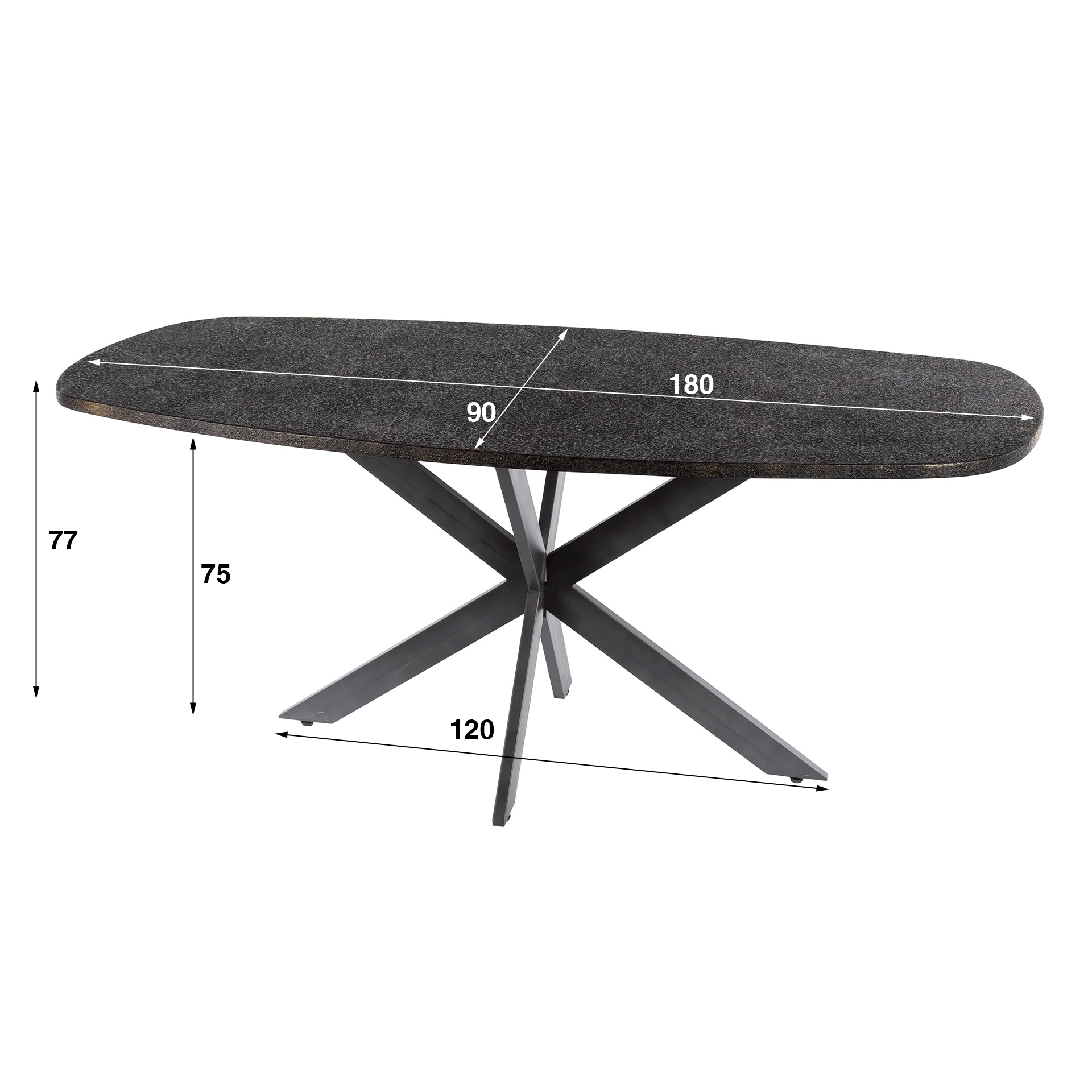 Mesa de comedor ovalada danesa metálica 180 cm - Gris