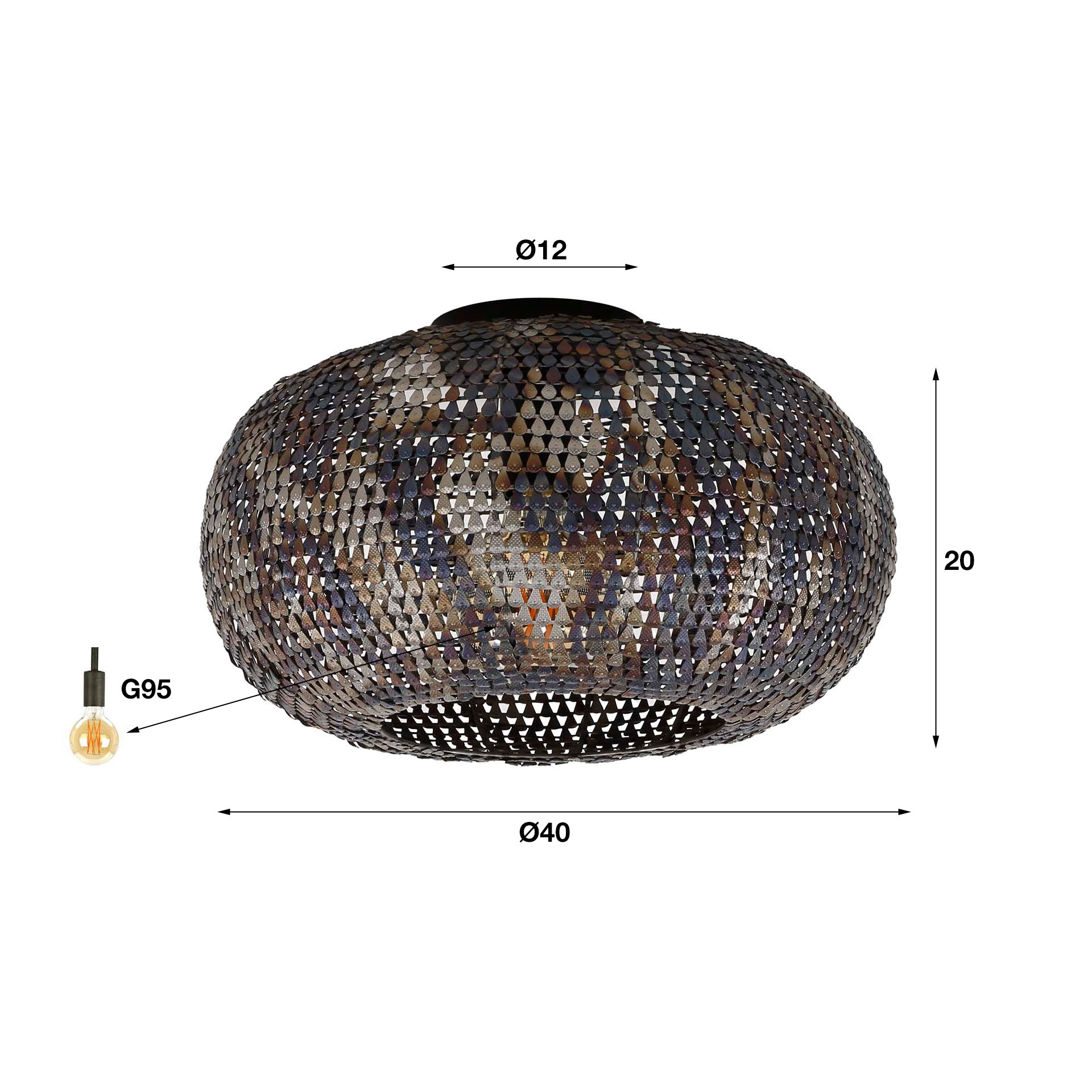 Plafón Ø40 armadura/Negro marrón