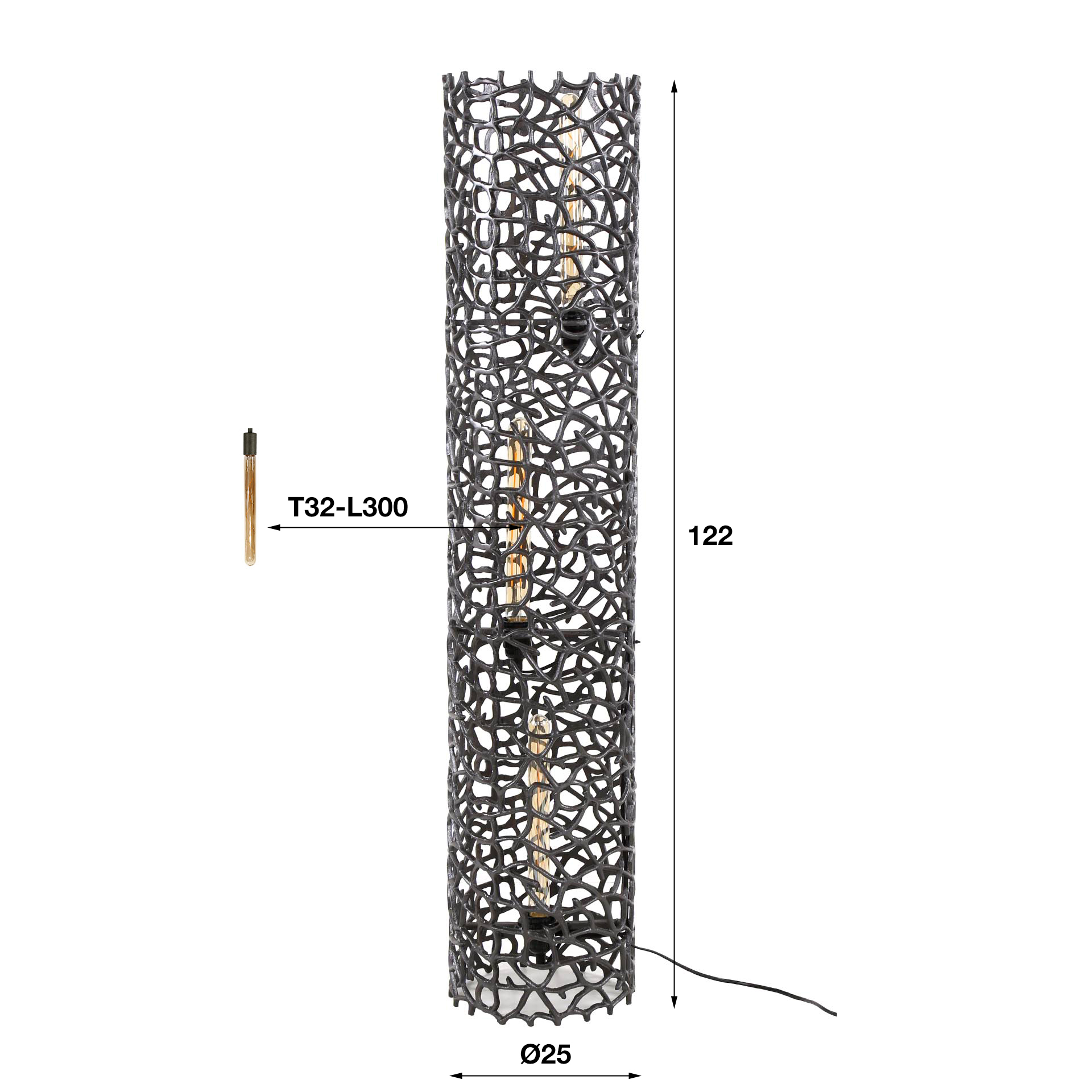 Lámpara de pie Weaver XL 3 luces - Níquel negro