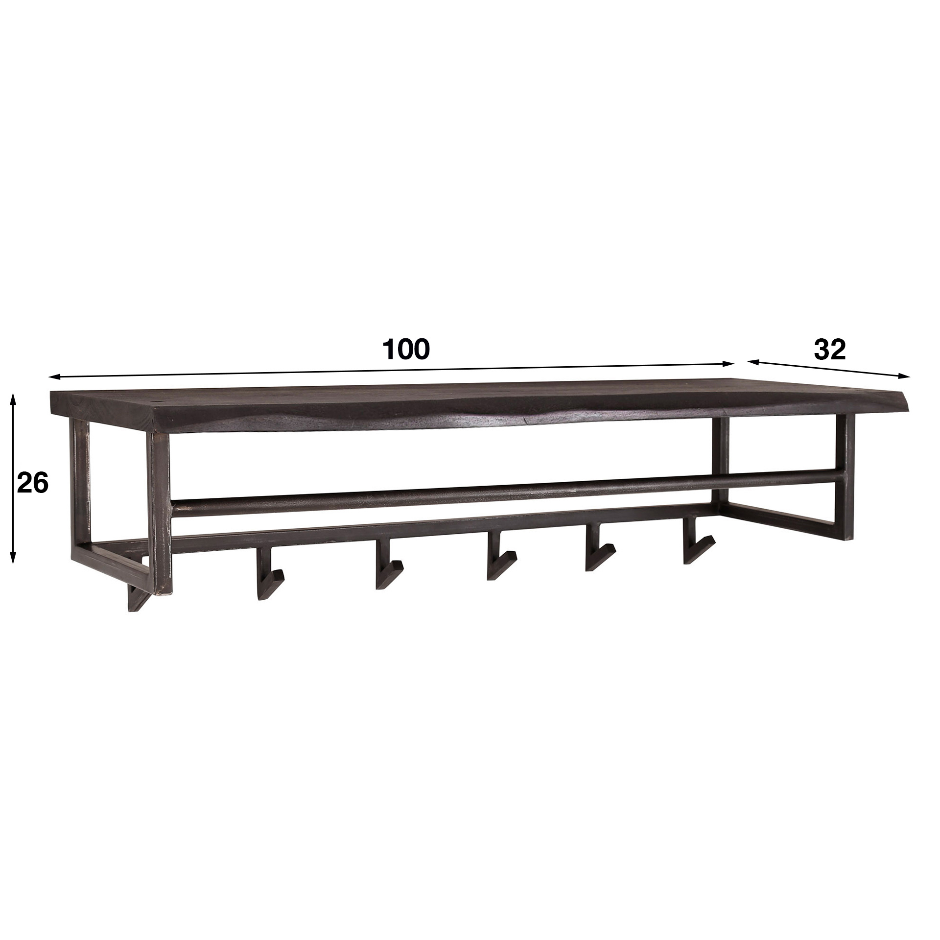 Perchero yucon 6 ganchos estante para sombreros / Acacia maciza negro