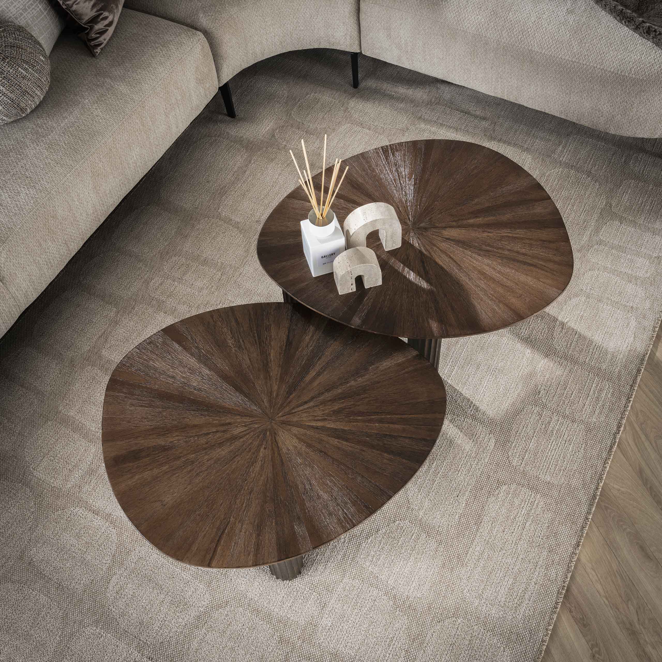 Juego de 2 mesas de centro triangulares Maya - Espresso de teca