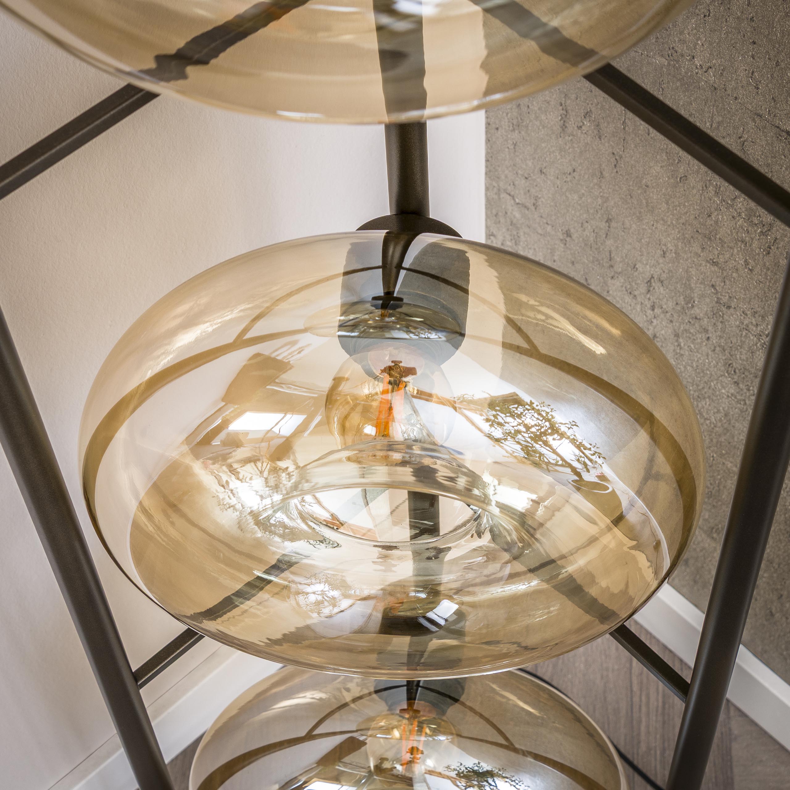 Lámpara de pie Soll 4 luces Ámbar cristal