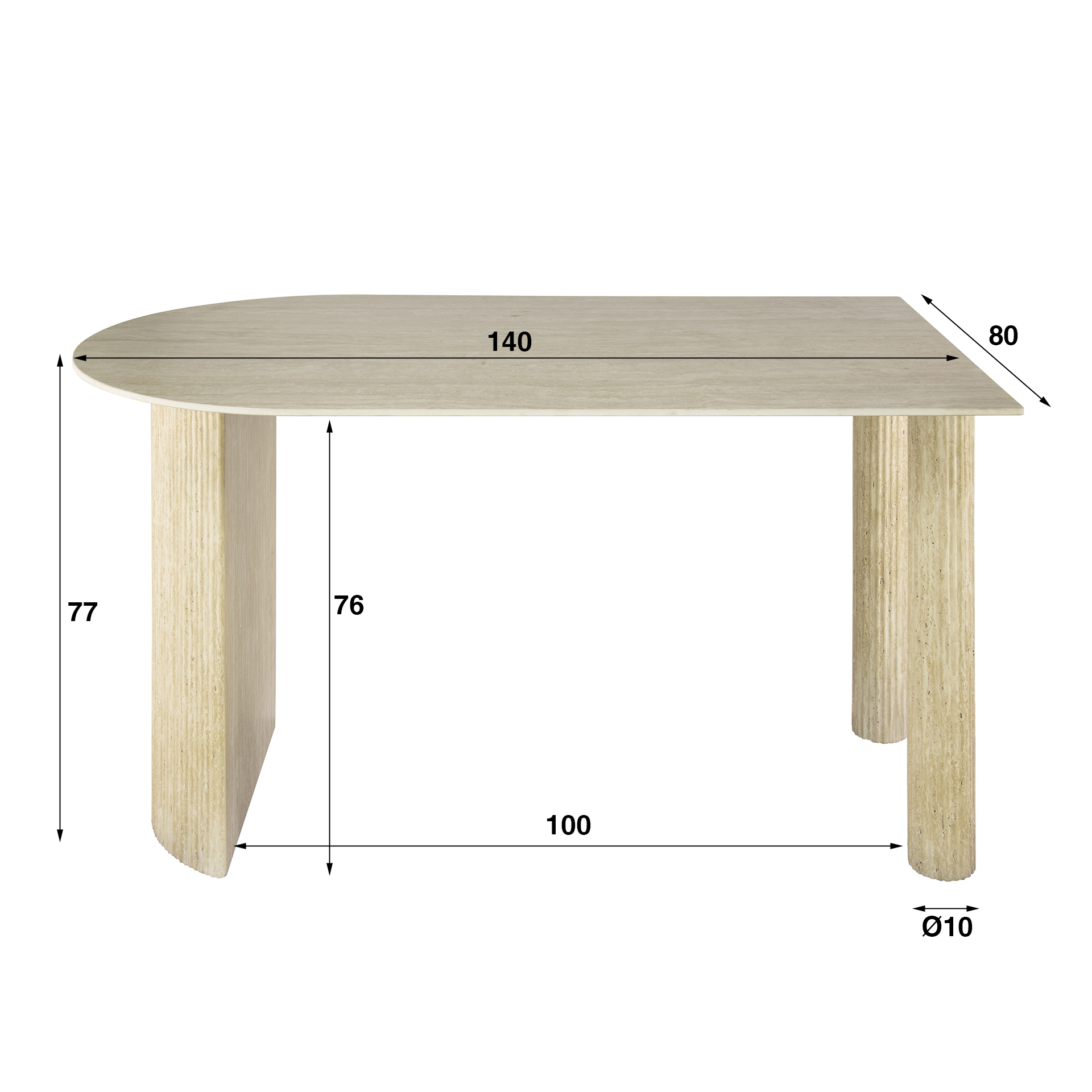 Romano Arch mesa de comedor 1 lado 140 cm - Cerámica travertino