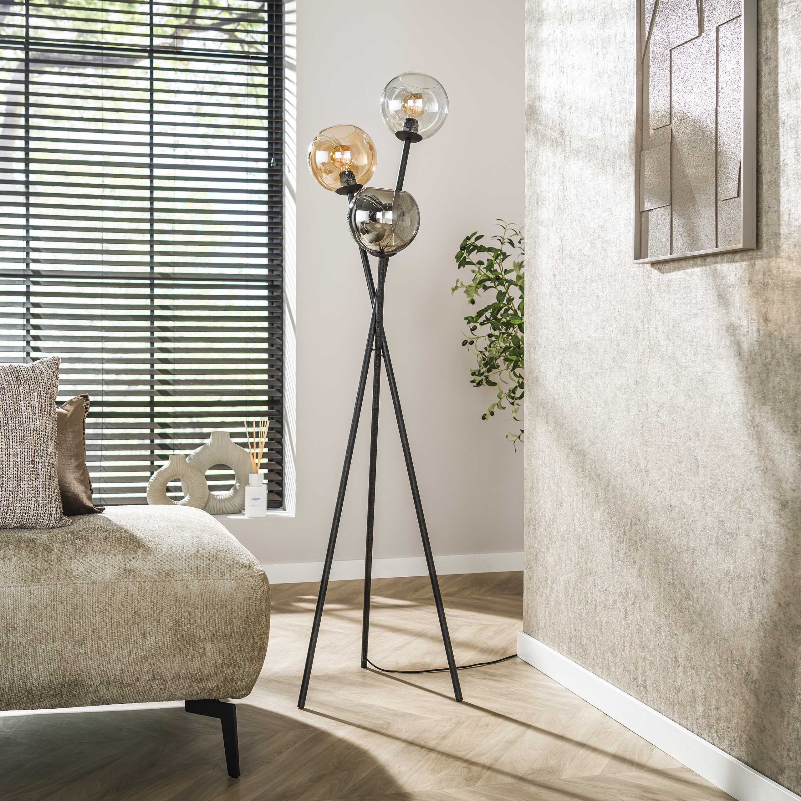 Lámpara de pie Multi Globe 3 luces Artic negro