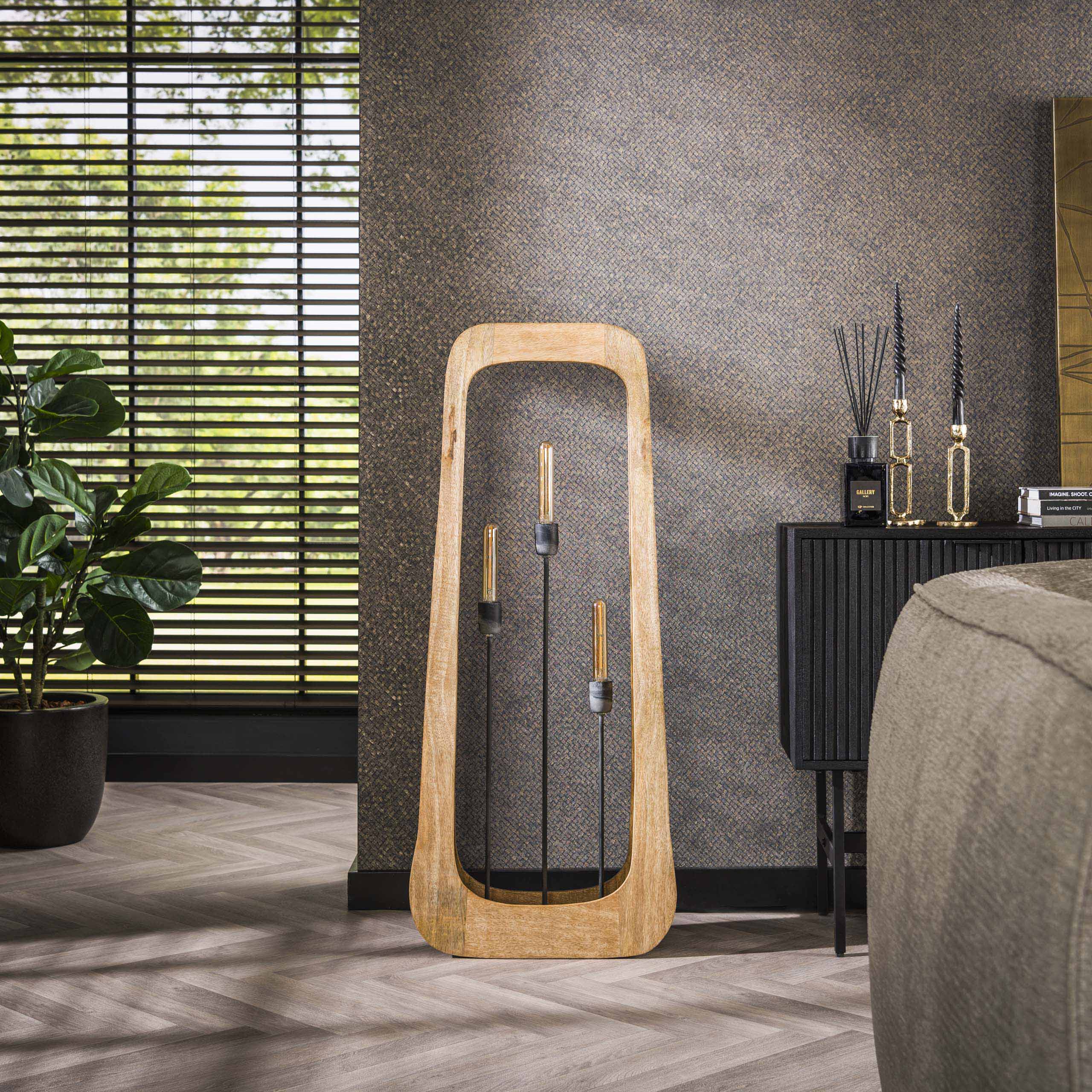 Lámpara de pie 3L bray / Mango macizo natural