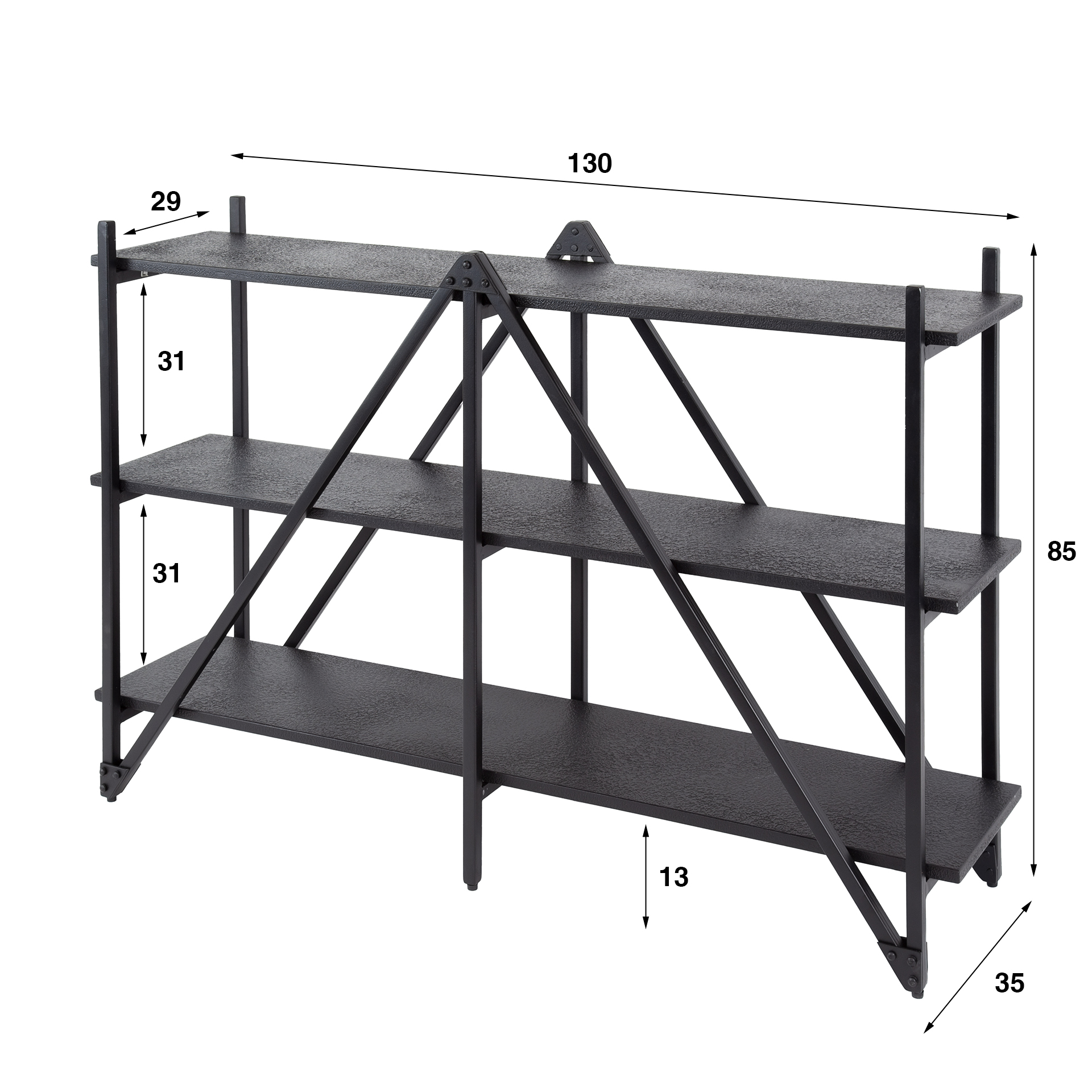 Perchero de pared Piega 3 capas 130 cm - Gris