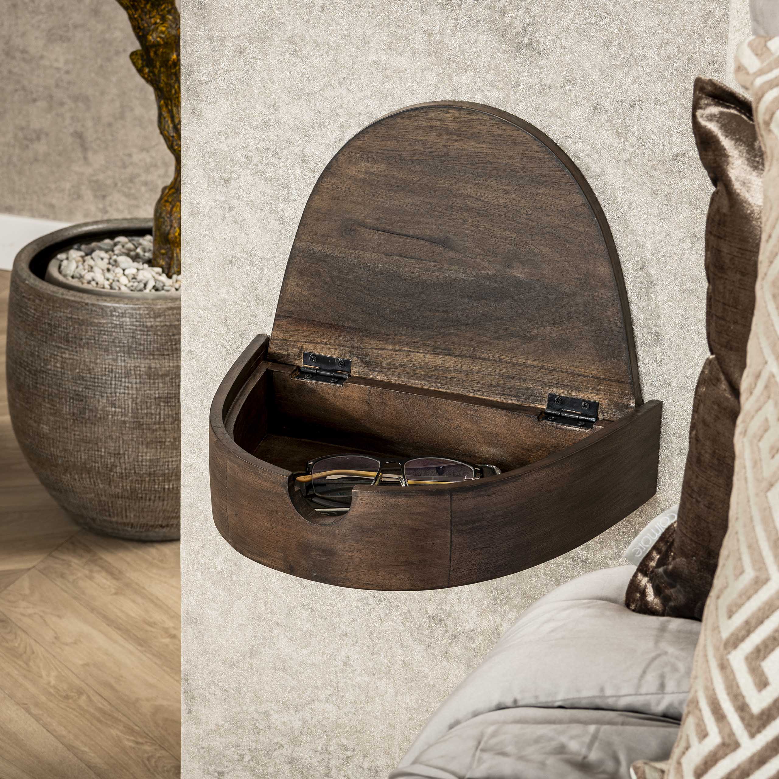 Mesita de noche Cove flotante 1 cajón - juego de 2 - acacia glaseado